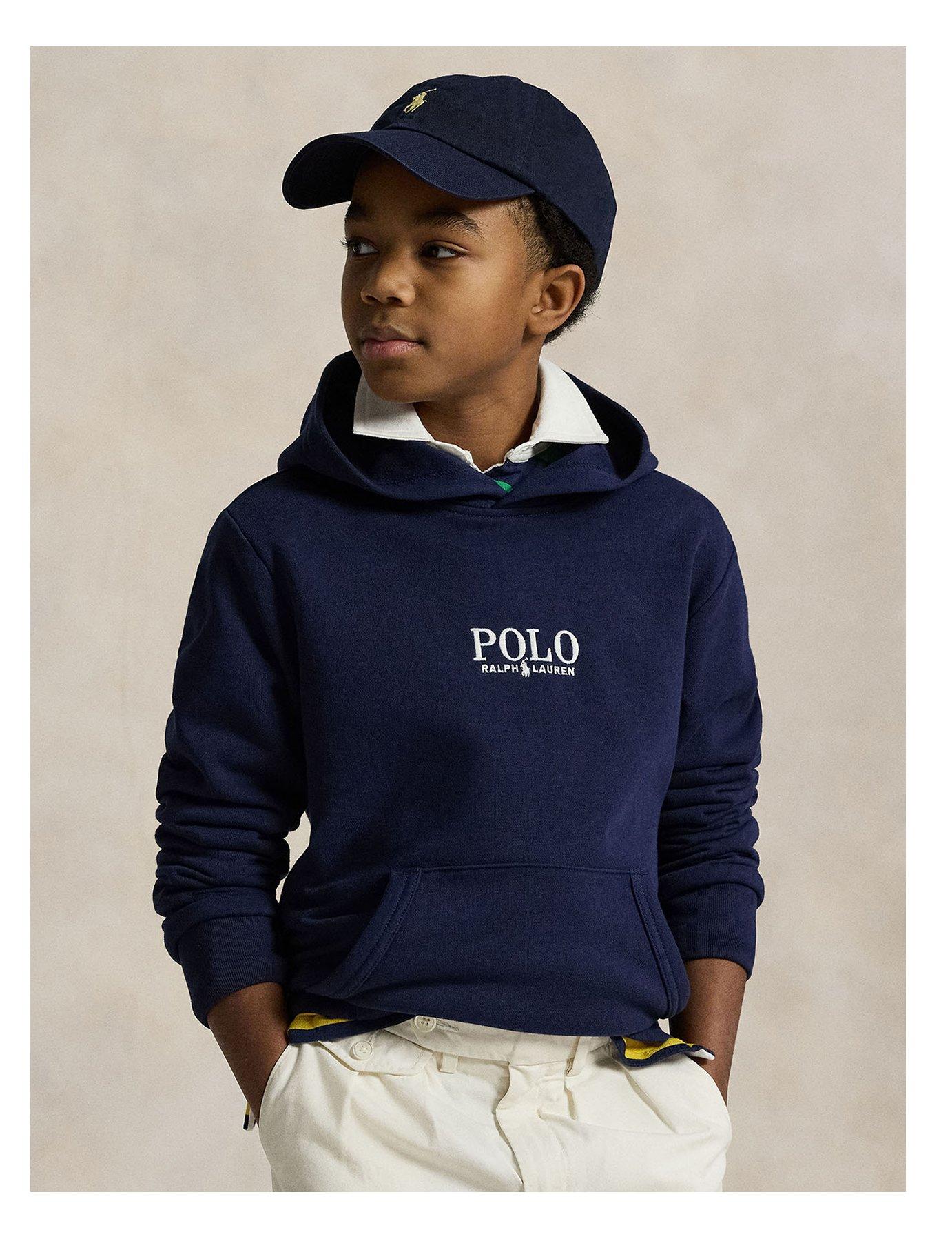 undefined Boys Polo Logo Hoodie - Navy