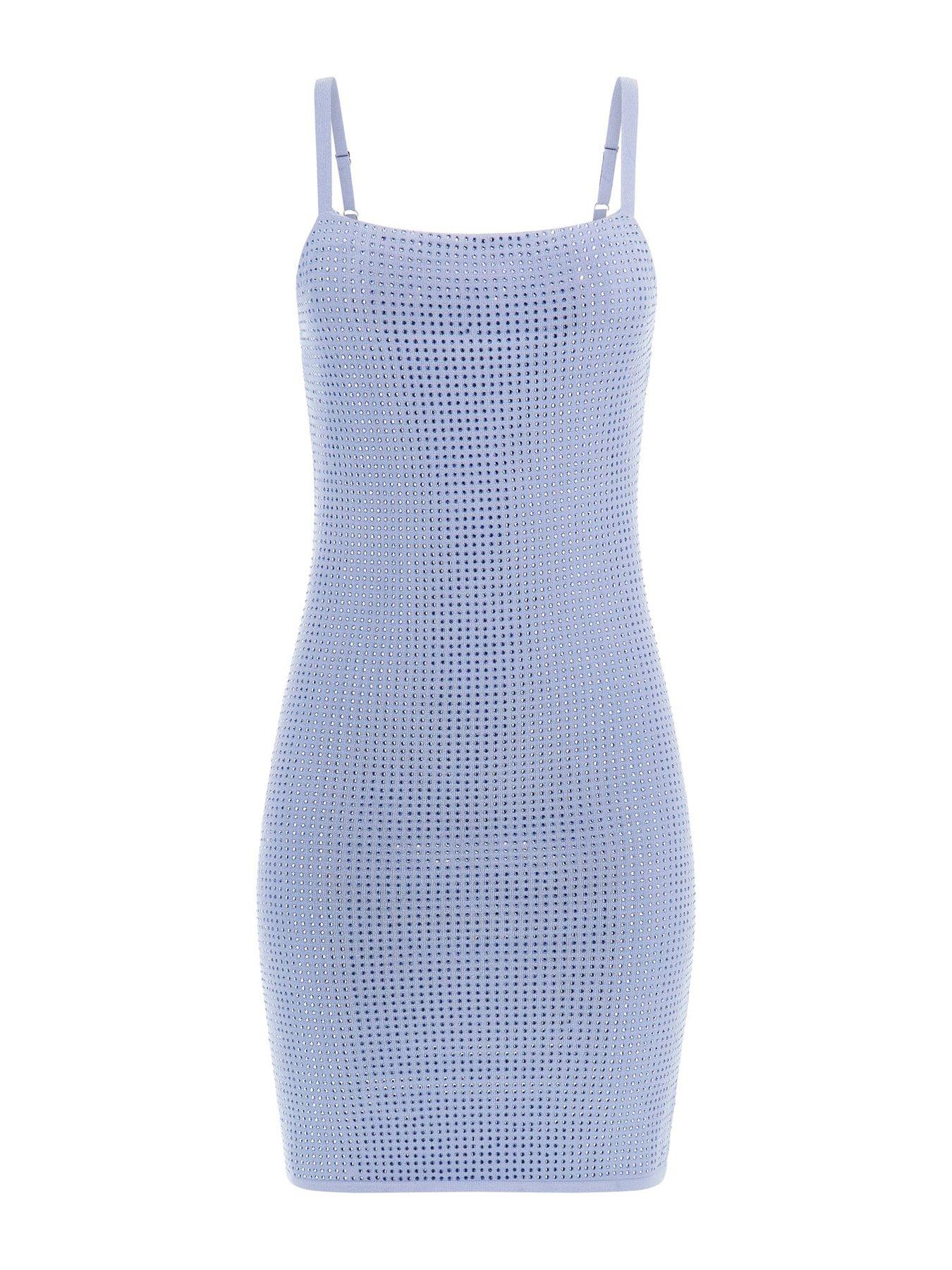 undefined Khloe Rhinestones Dress Sweater - Blue