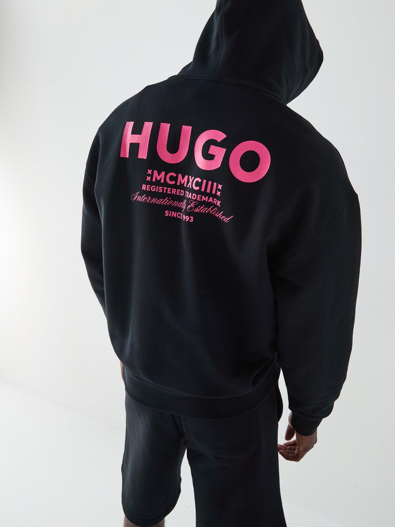 Image 4 of 6 of HUGO Blue Nazardo Oversized International Logo Hoodie - Black