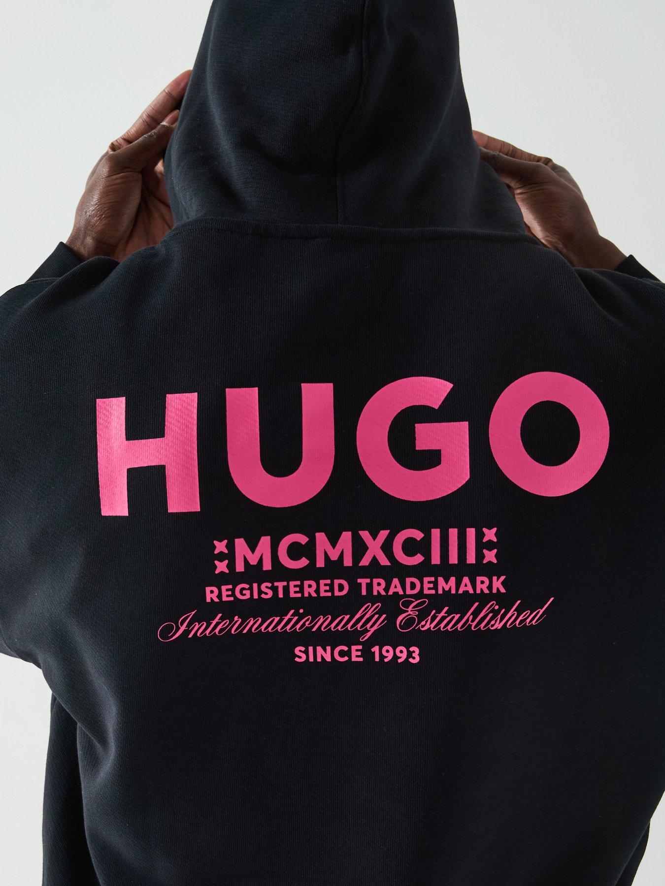 Image 5 of 6 of HUGO Blue Nazardo Oversized International Logo Hoodie - Black