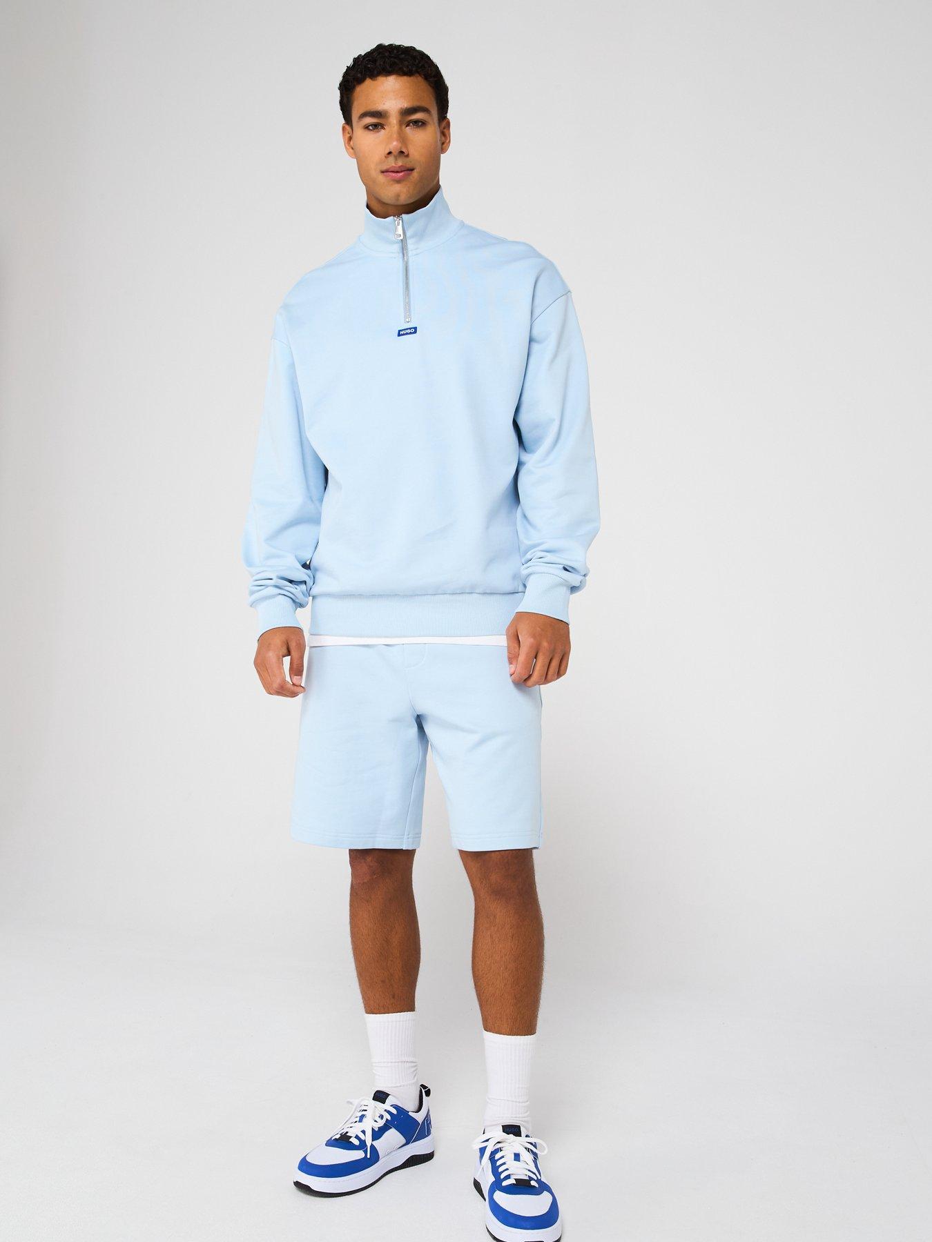 Image 3 of 5 of HUGO Blue Nasensio Regular Fit Jersey Shorts - Light Blue