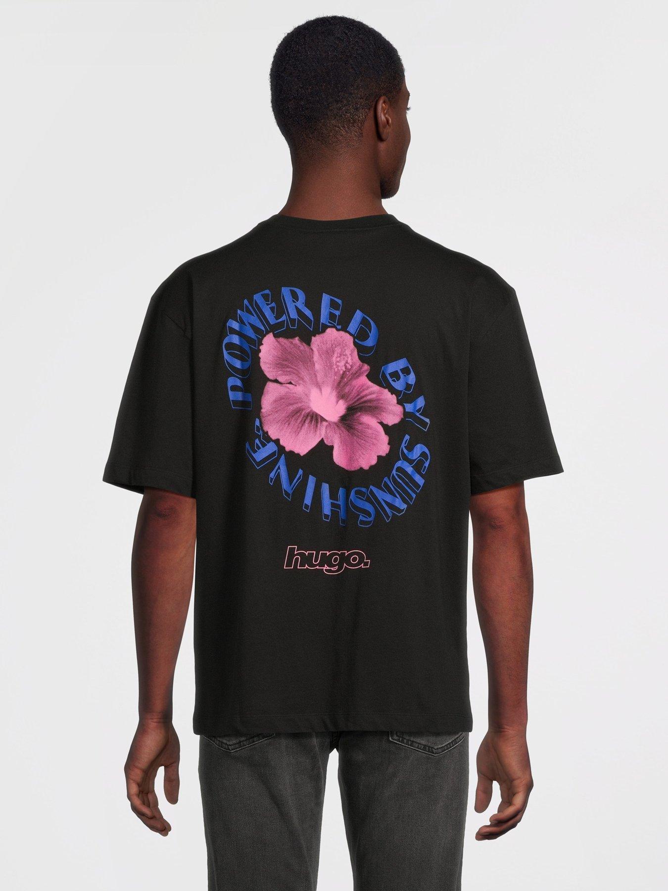 Image 2 of 5 of HUGO Blue Napoka Floral Back Graphic T-Shirt- Black