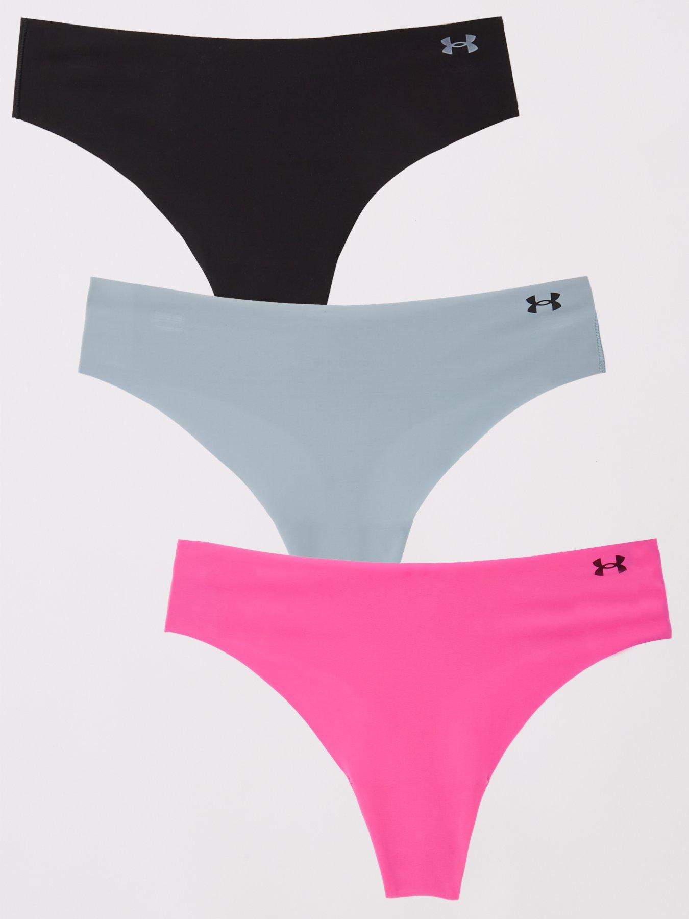 undefined Womens Pure Stretch No Show Thong 3 Pack - Black/Multi