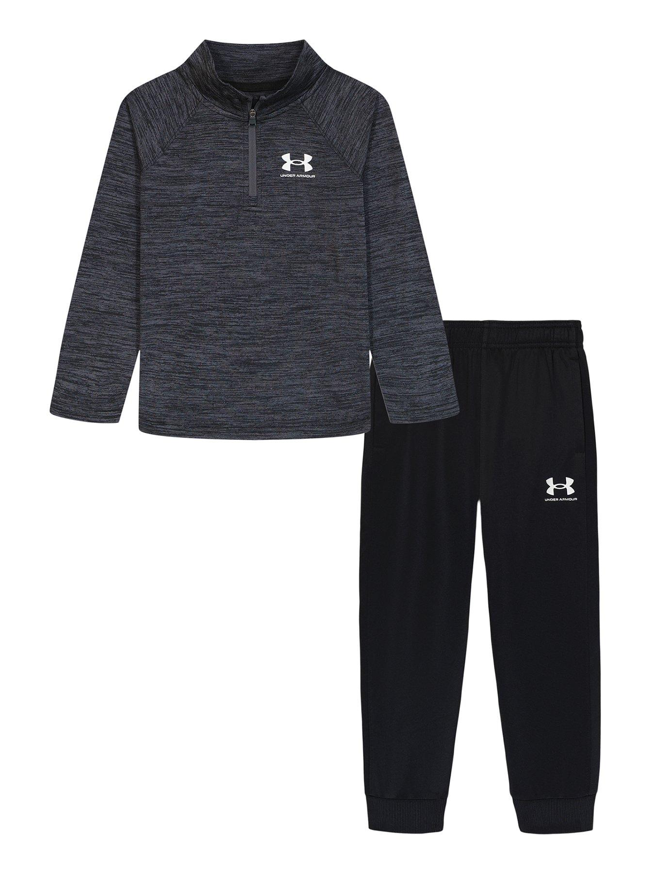undefined Kids Boys Twist 1/4 Zip Tech Set - Castlerock /Black