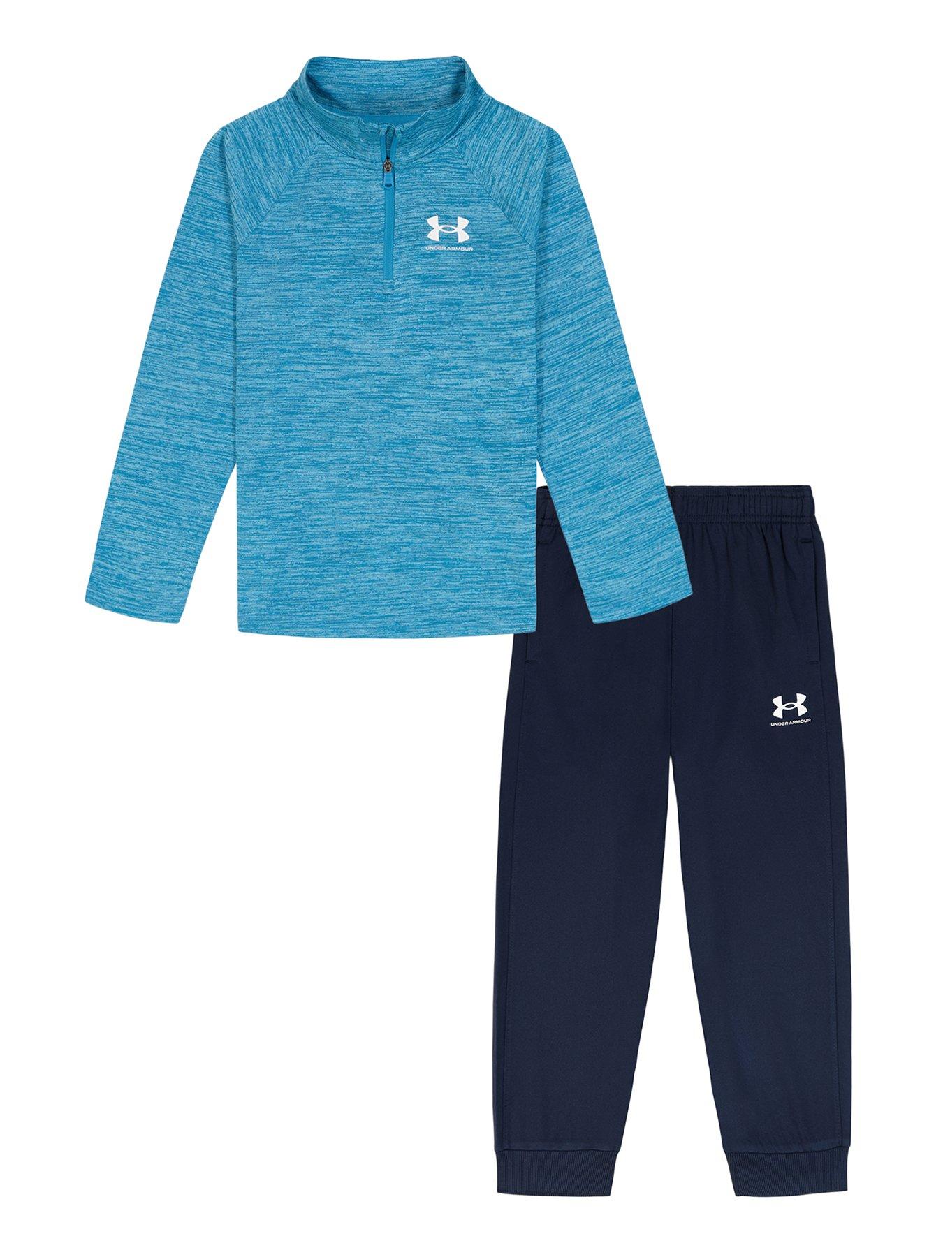 undefined Kids Boys Twist 1/4 Zip Tech Set - Ether Blue / Stream