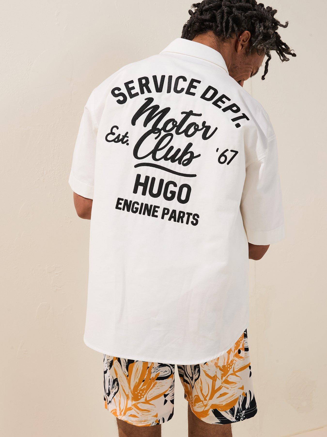 undefined Blue Ebronn Motor Club Back Graphic Short Sleeve Shirt - Open White