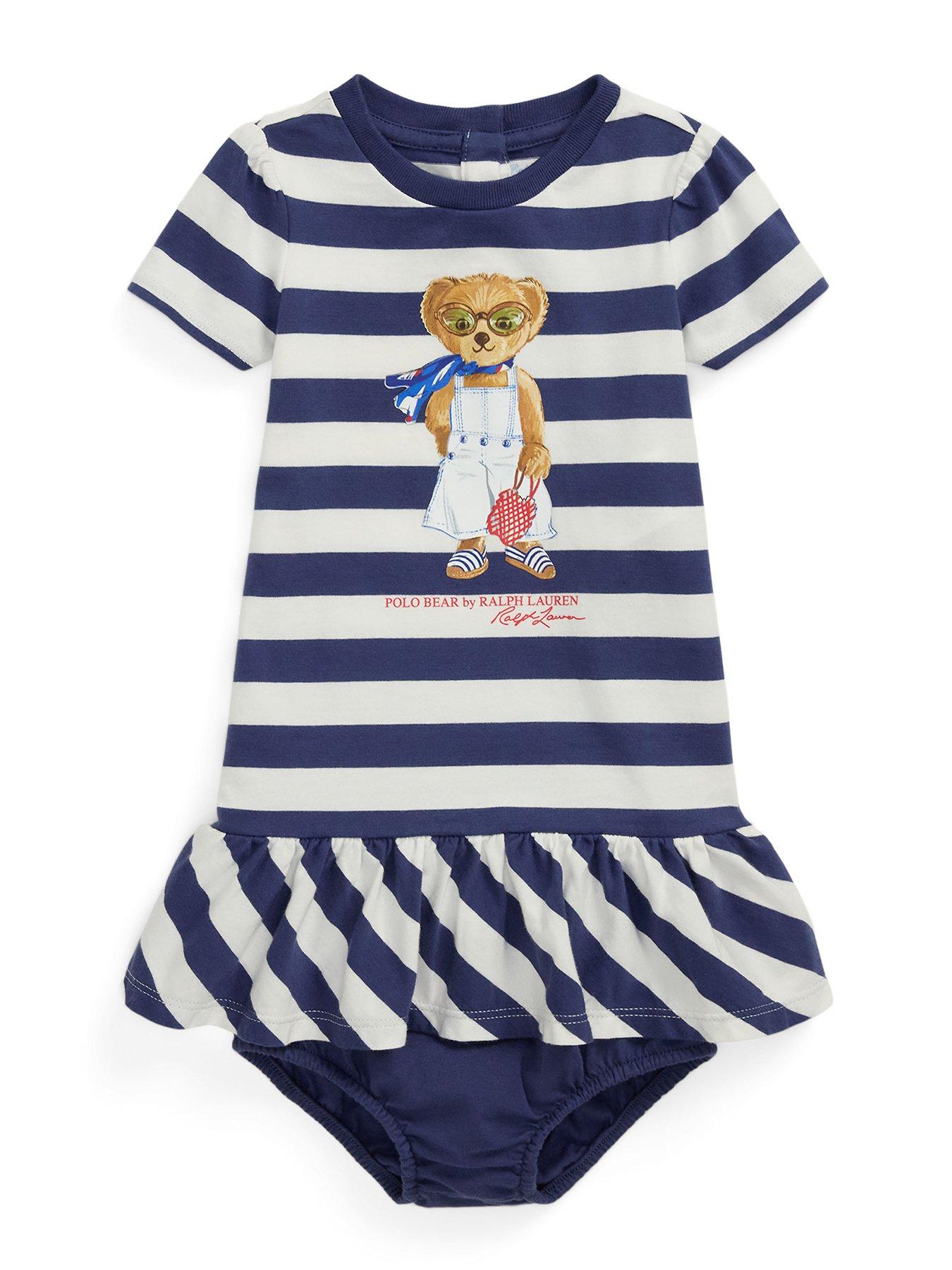 undefined Baby Girls Bear Stripe Dress - Navy