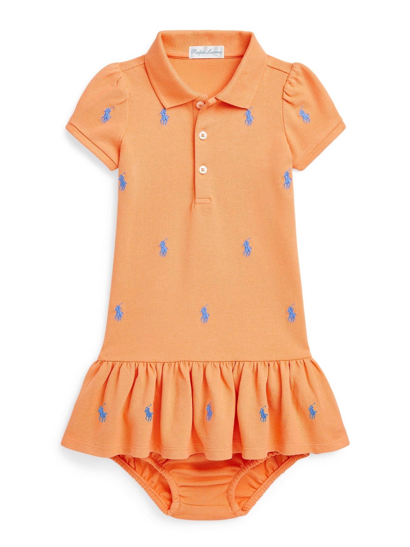 undefined Baby Girls All Over Pony Polo Dress - Orange