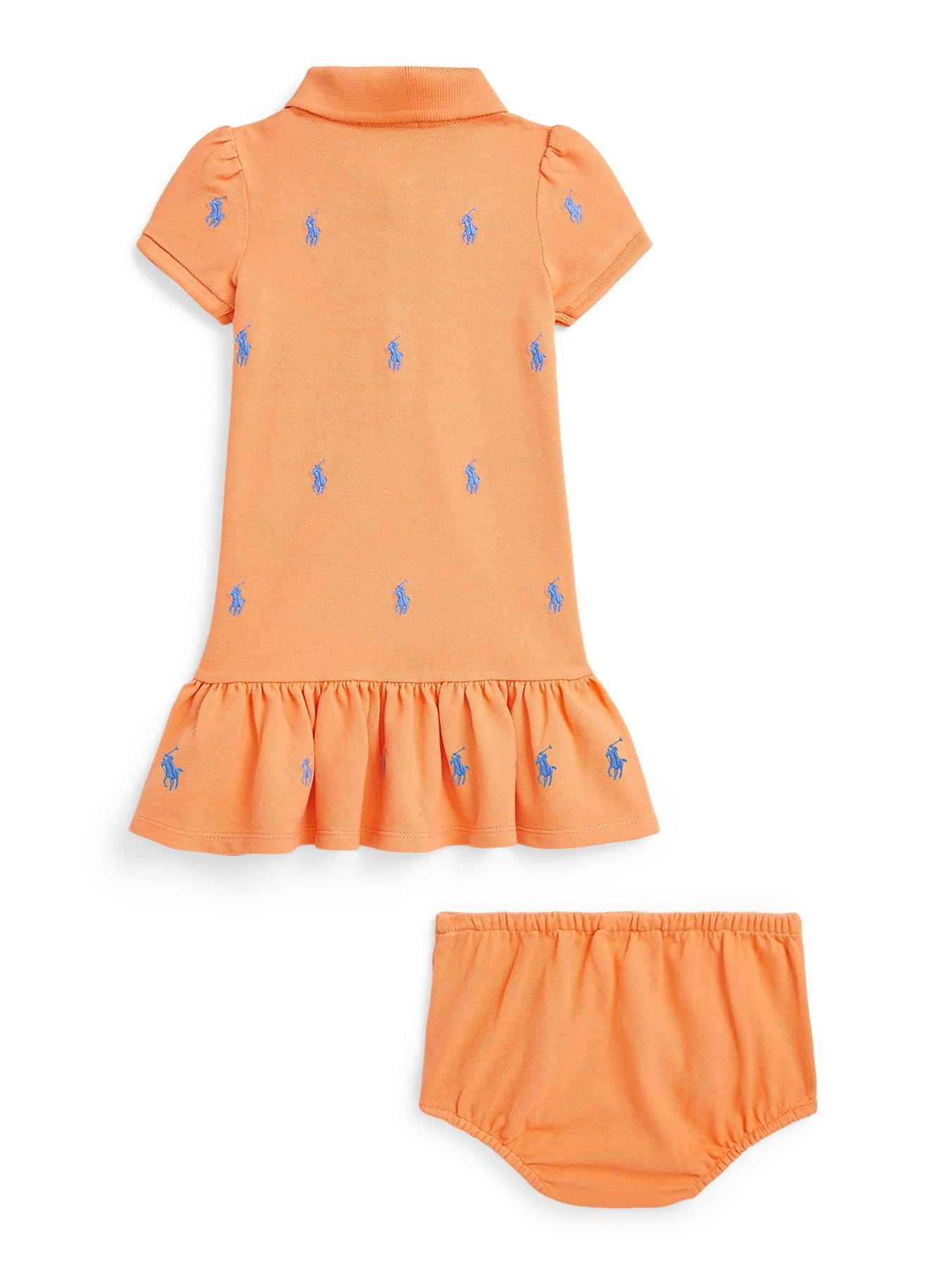 Image 2 of 3 of Polo Ralph Lauren Baby Girls All Over Pony Dress - Orange