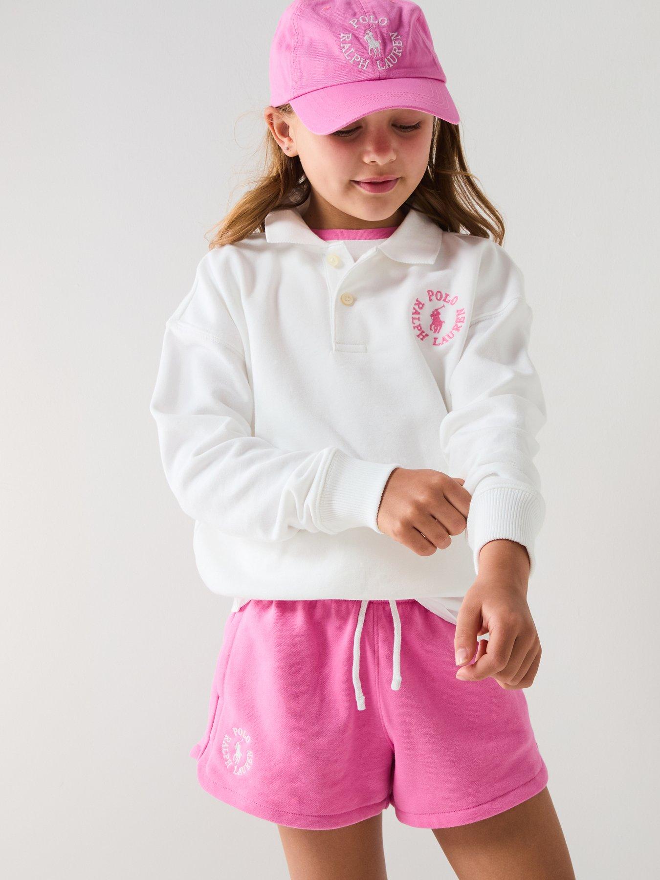undefined Girls Button Collar Sweatshirt - White