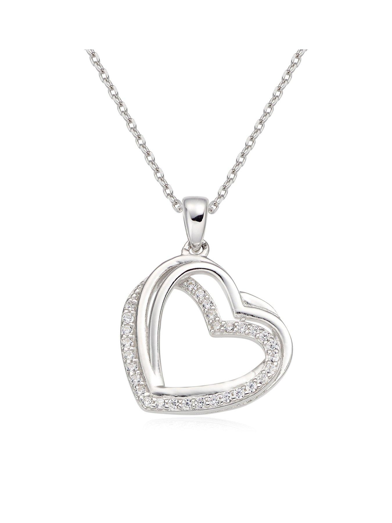 Beaverbrooks Sterling Silver Cubic Zirconia Heart Pendant