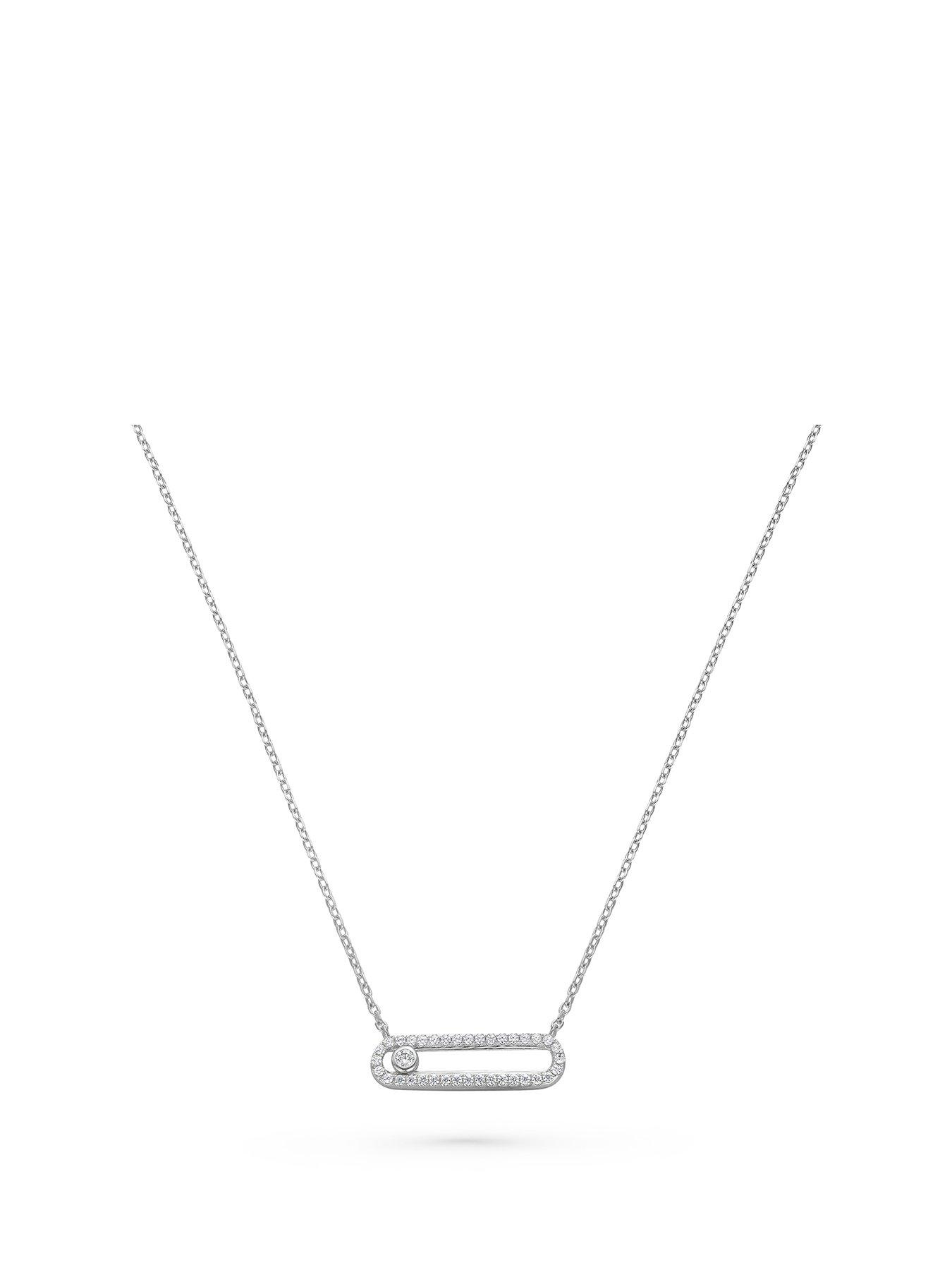 Beaverbrooks Sterling Silver Cubic Zirconia Glide Necklet Very