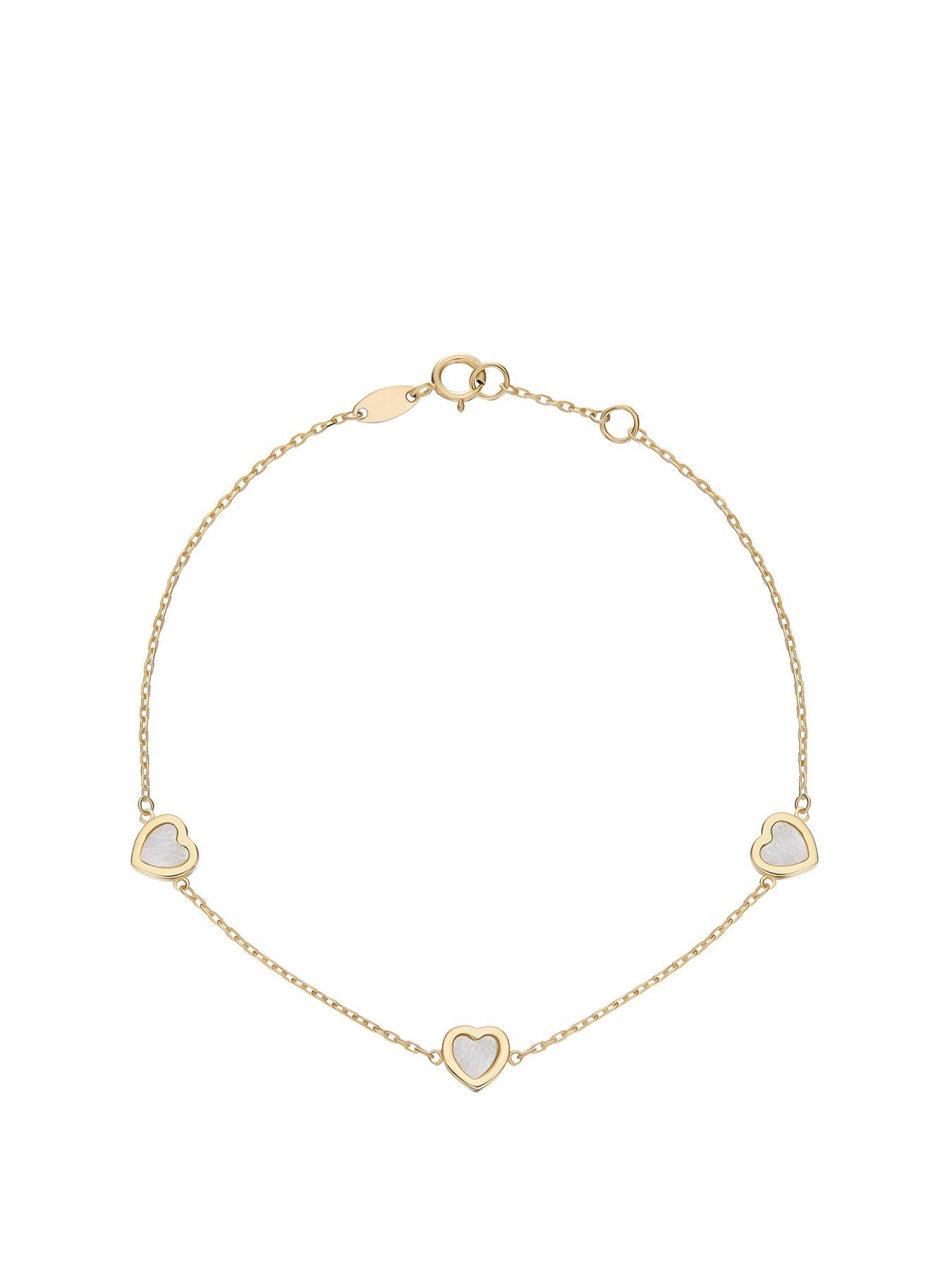undefined 9ct Yellow Gold Heart Bracelet