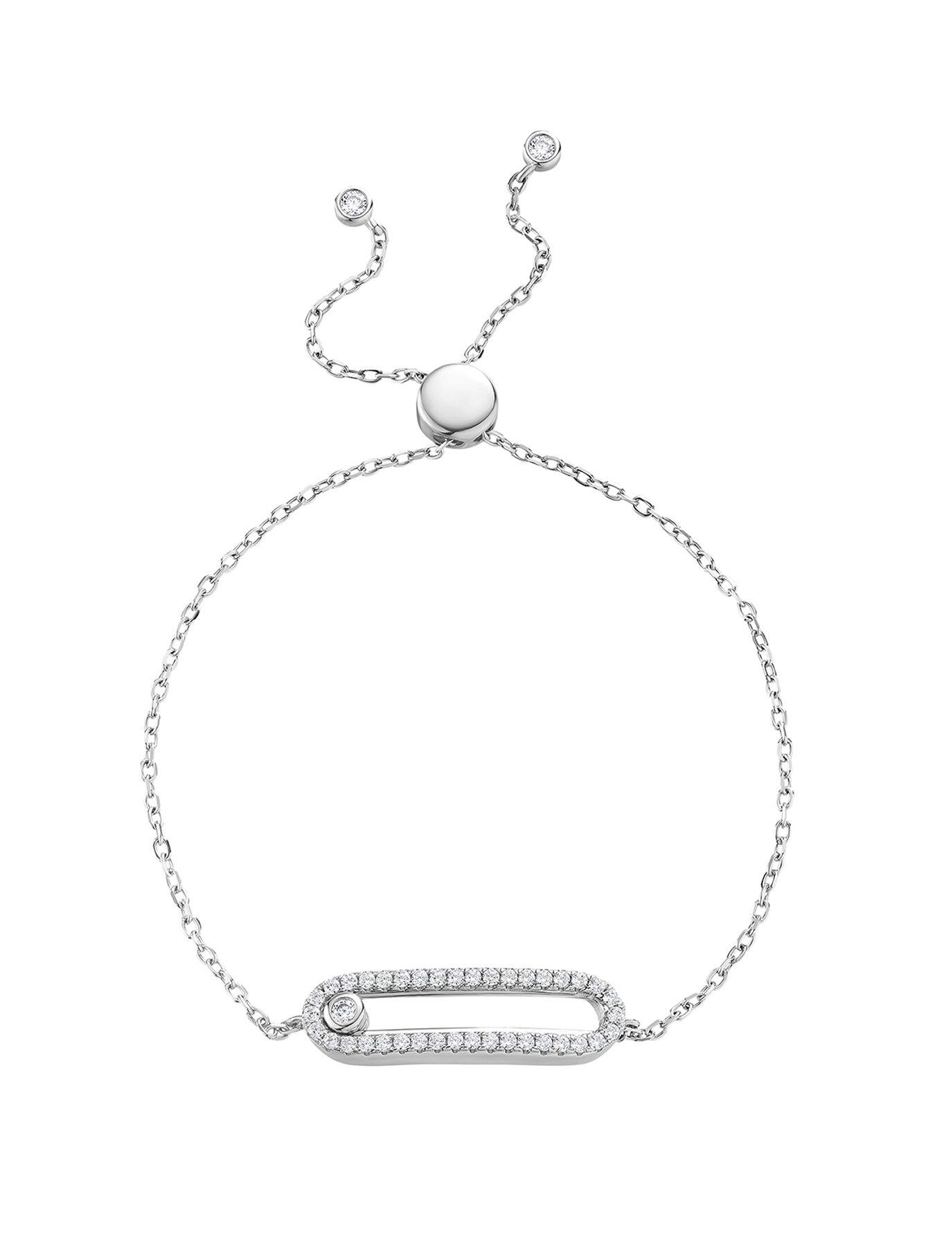 Beaverbrooks Sterling Silver Cubic Zirconia Glide Bracelet
