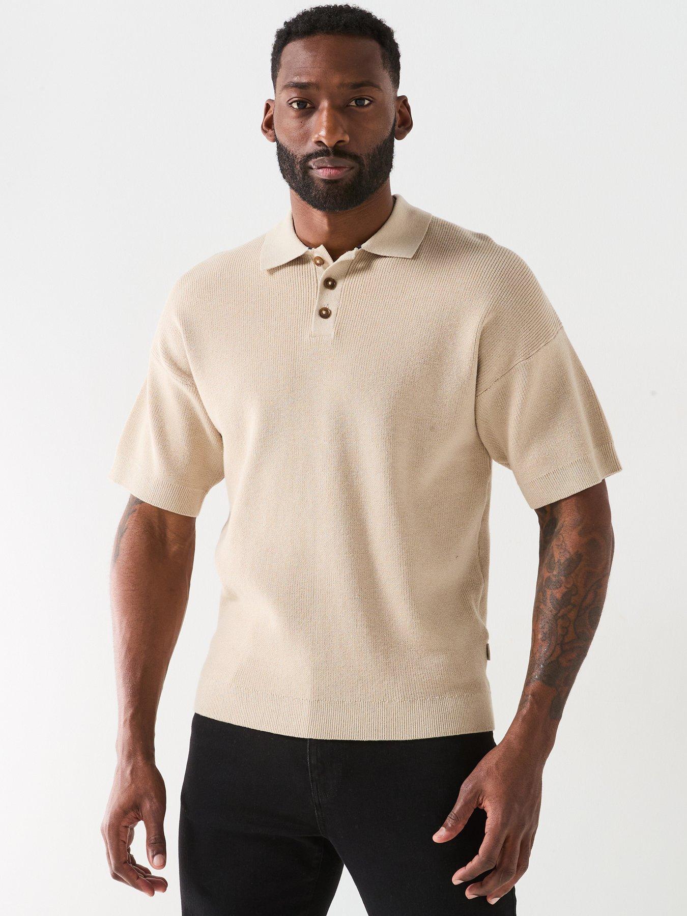 undefined Griffin Button Knitted Polo - Beige