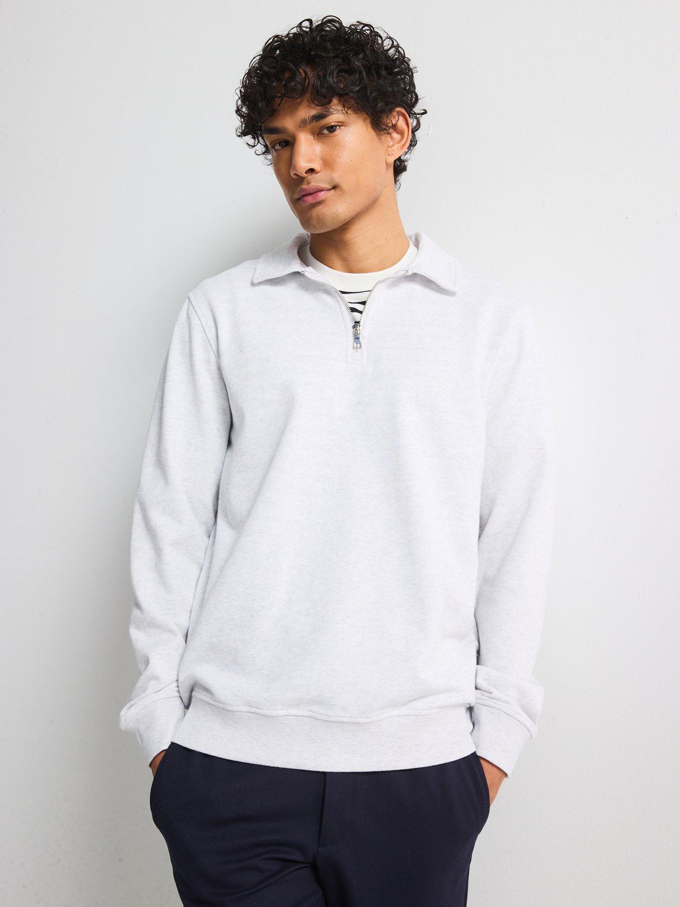 undefined David Regular Half Zip Sweat - Light Grey