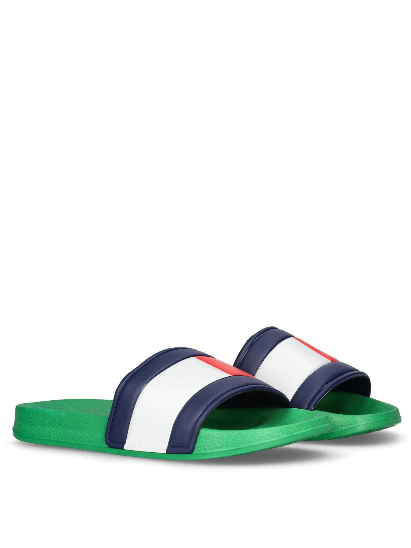 Image 2 of 4 of Tommy Hilfiger Kids Flag Print Pool Slide - Green