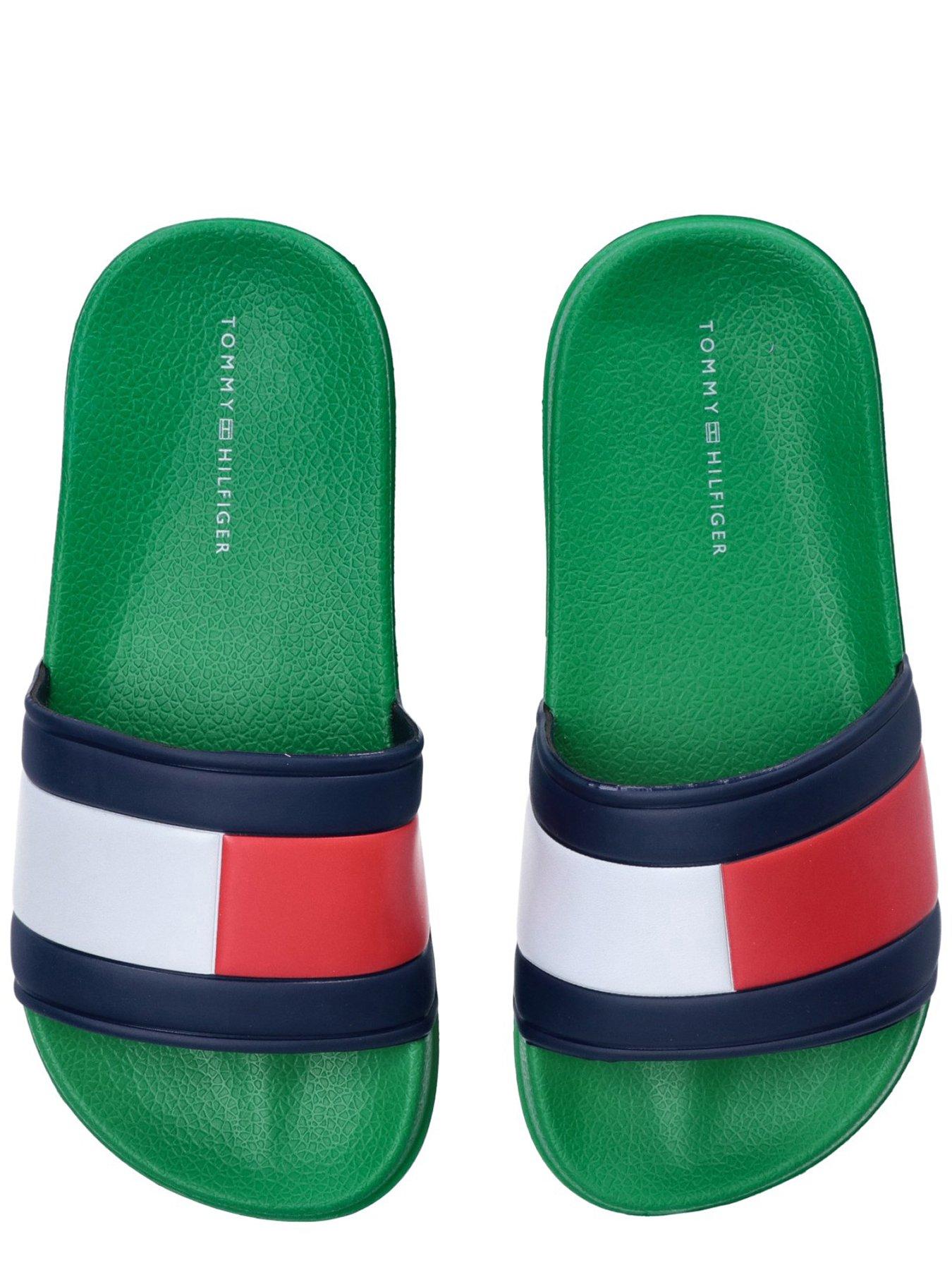 Image 3 of 4 of Tommy Hilfiger Kids Flag Print Pool Slide - Green