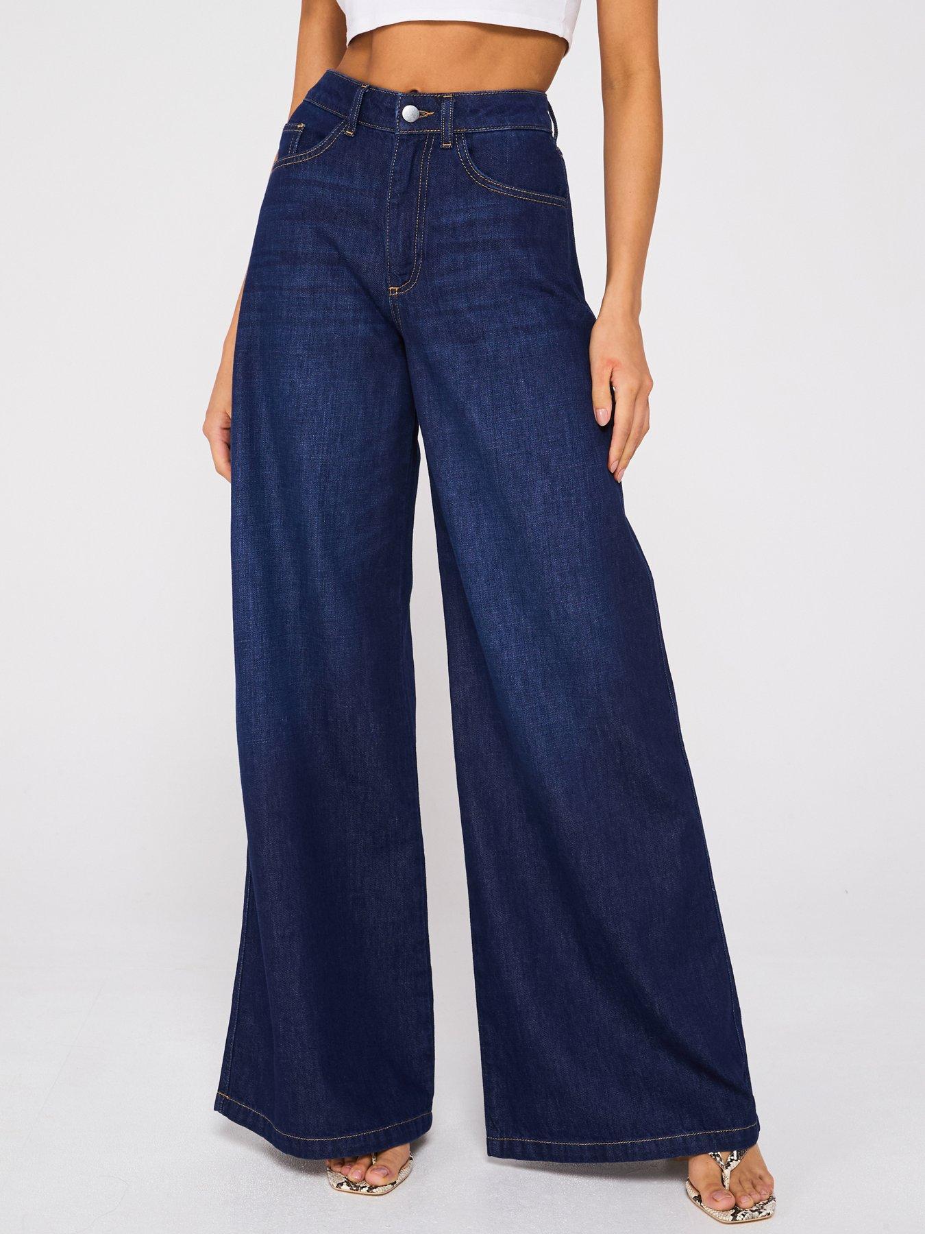 Image of V by Very High Waist Palazzo Jeans - Dark Wash