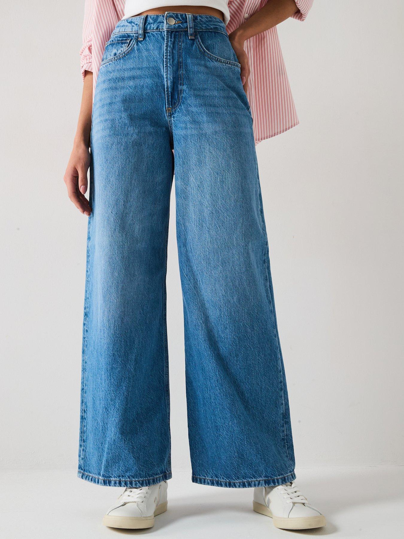 Image 1 of 6 of V by Very Super Wide Jean - Mid Wash
