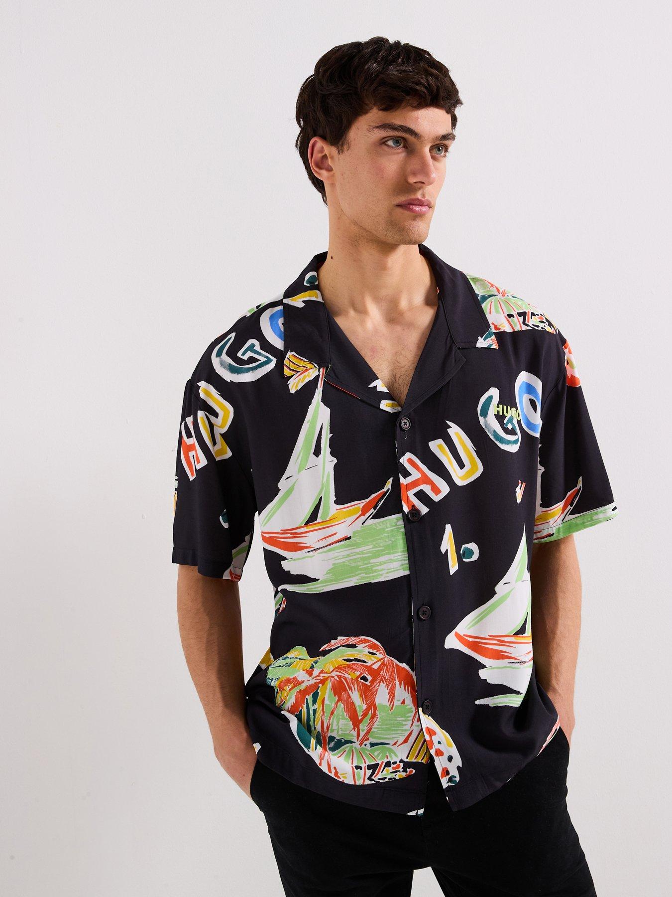 Image of HUGO Relaxed Fit Short Sleeve Shirt- Black