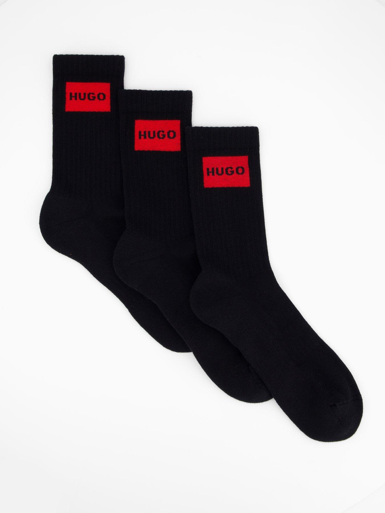 undefined 3 Pack Rib Label Crew Socks - Black
