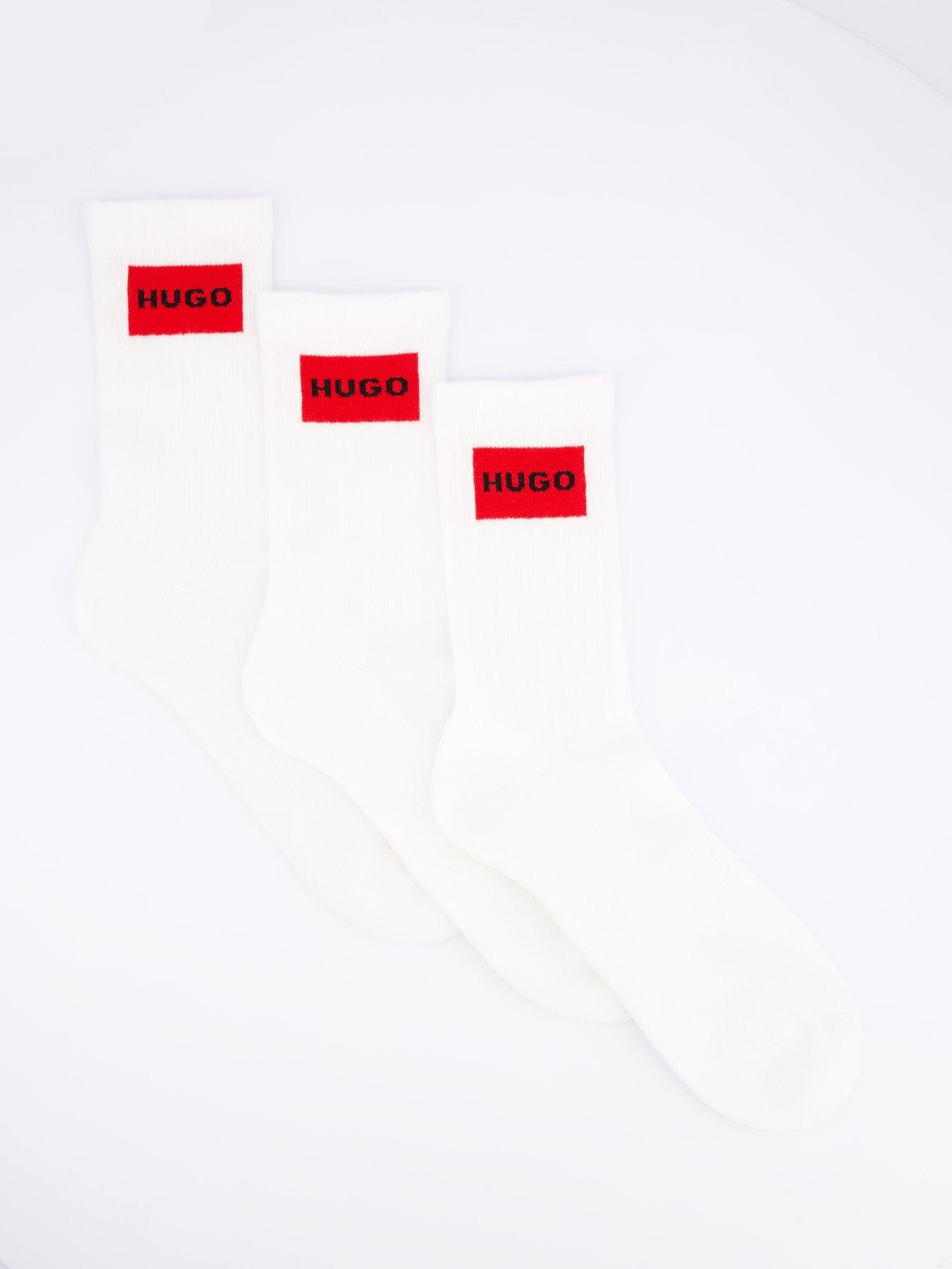 undefined 3 Pack Rib Label Crew Socks - White