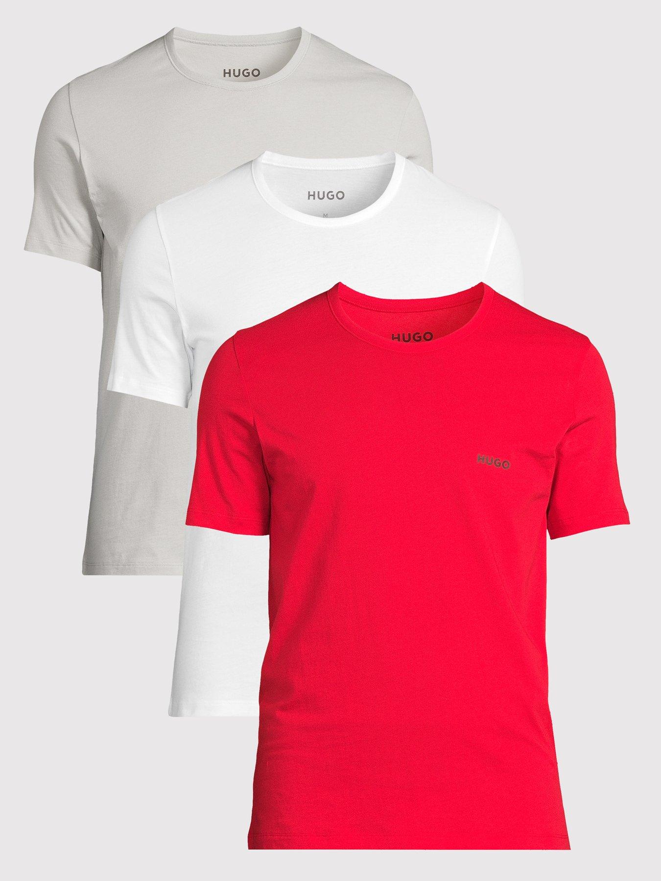 undefined 3 Pack Crew Neck T-Shirt-(Red/White/Grey)