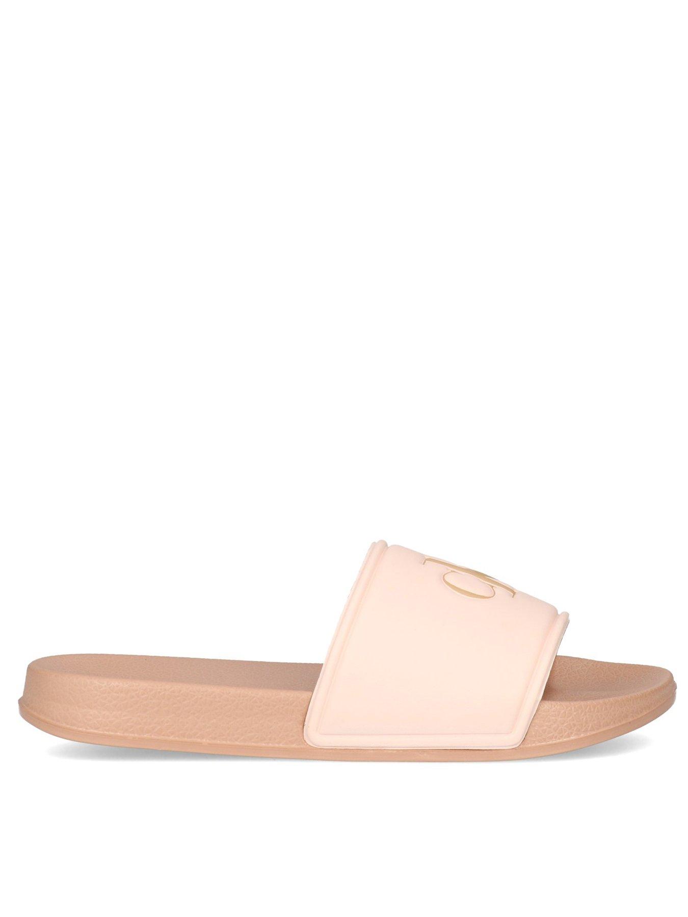 undefined Girls Logo Print Pool Sliders - Pink