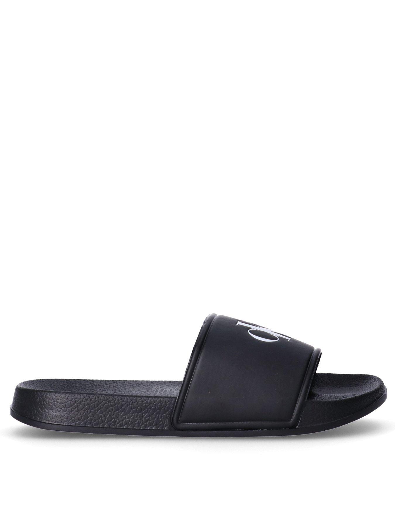 undefined Kids Logo Print Pool Sliders - Black
