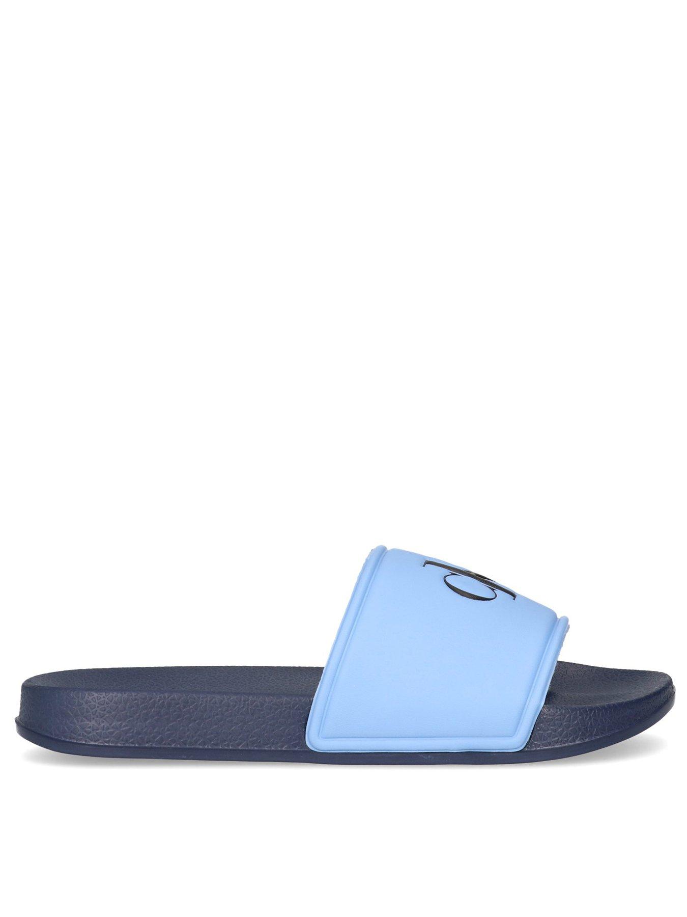 undefined Kids Logo Print Pool Sliders - Blue