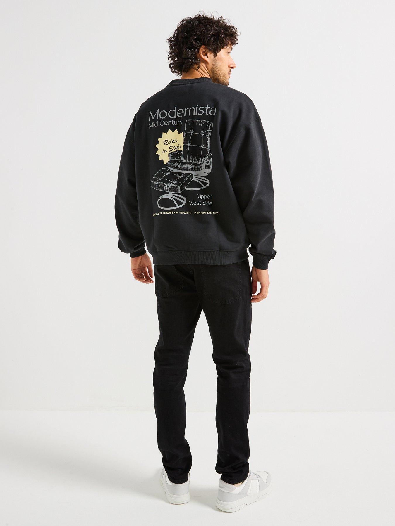 undefined Only  &  Sons Wyatt Loose Back Print Crew Sweat