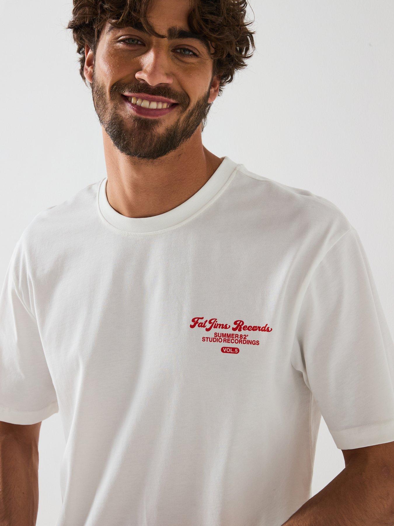 Image 4 of 6 of ONLY & SONS Rylan Rlx Record Pch Print Short Sleeve T-Shirt - Cloud Dancer Jims Cloud