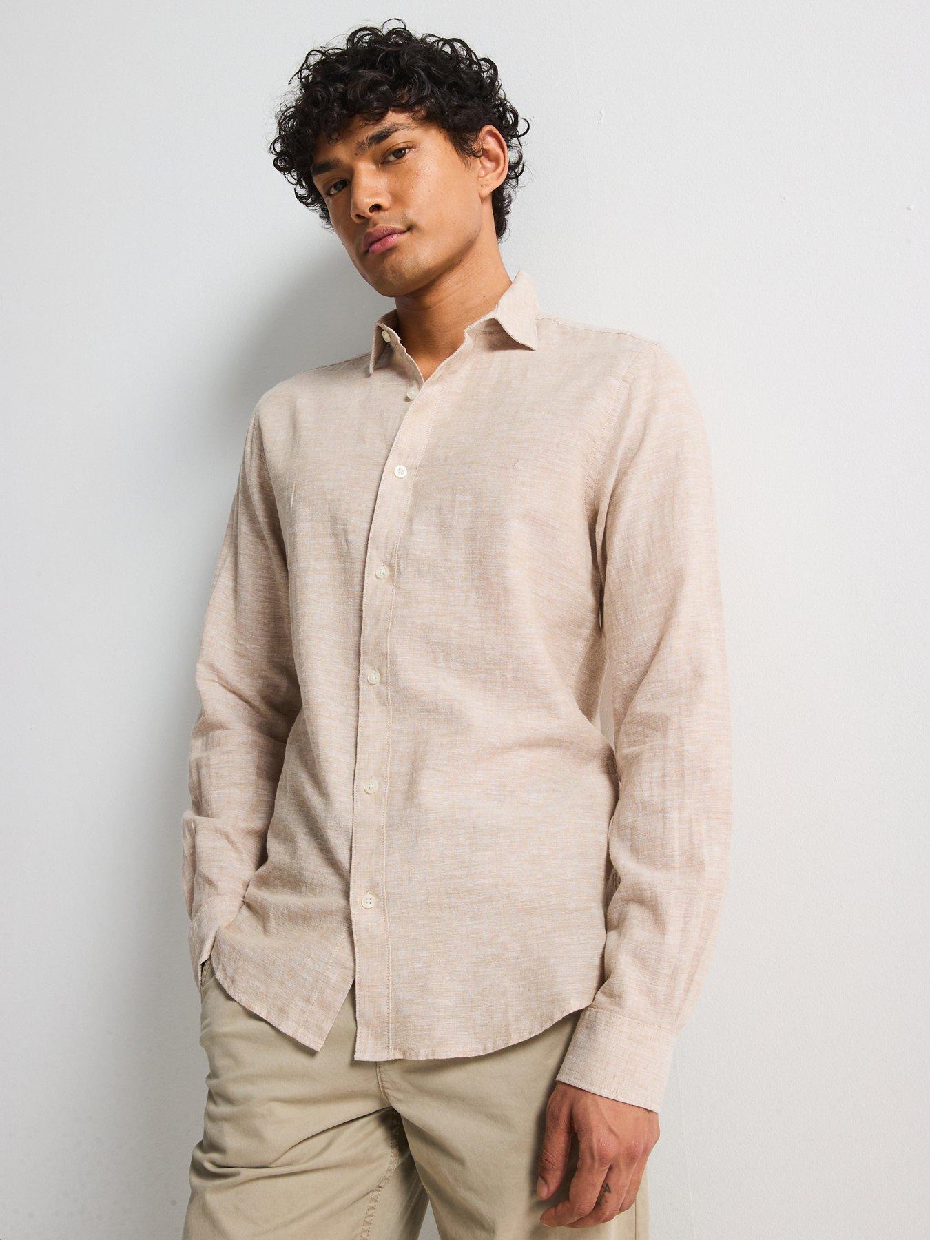 undefined Only  &  Sons Caiden Slim Fit Long Sleeve Linen Shirt