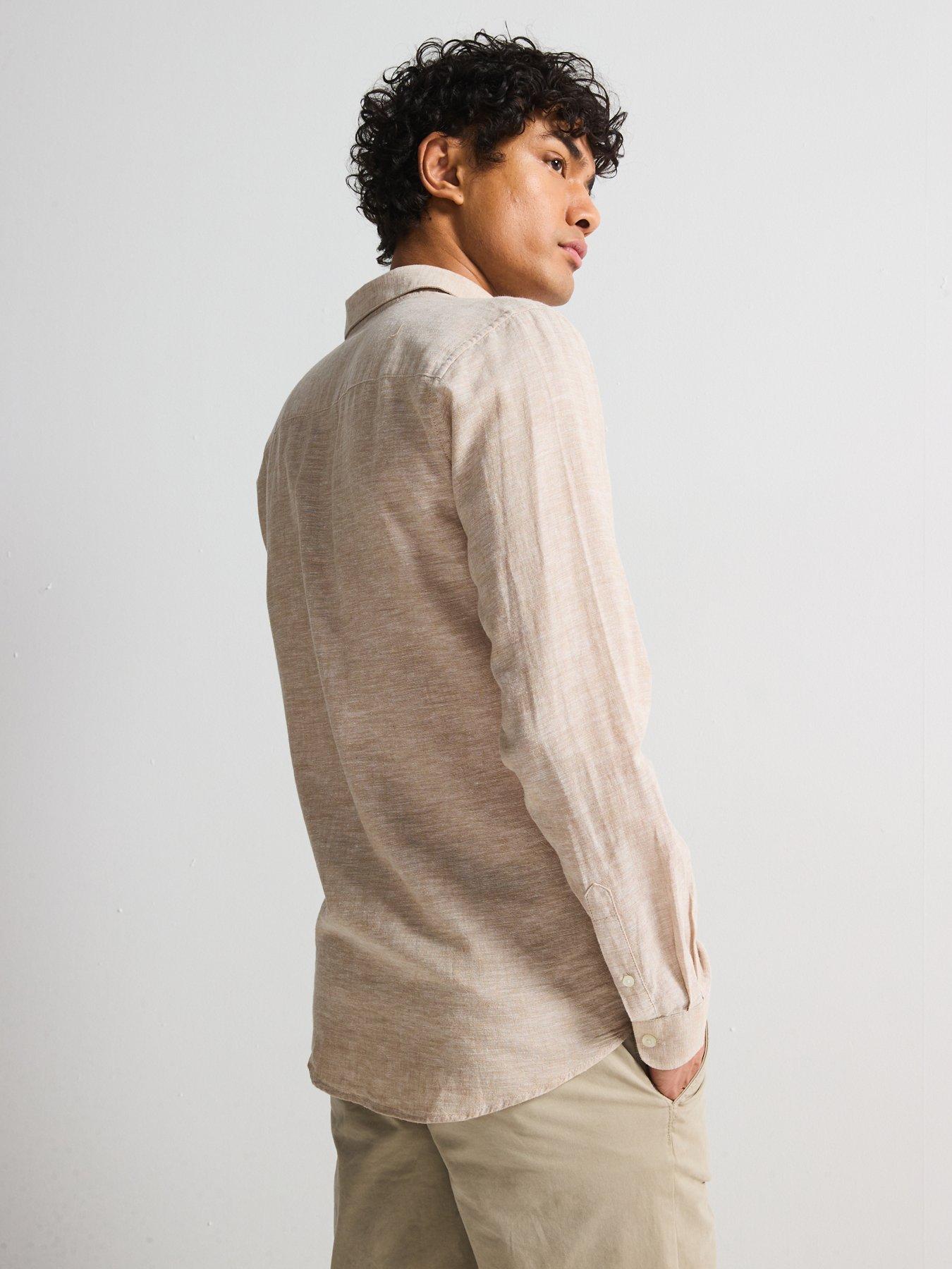 Image 2 of 5 of ONLY & SONS Only &amp; Sons Caiden Slim Fit Long Sleeve Linen Shirt