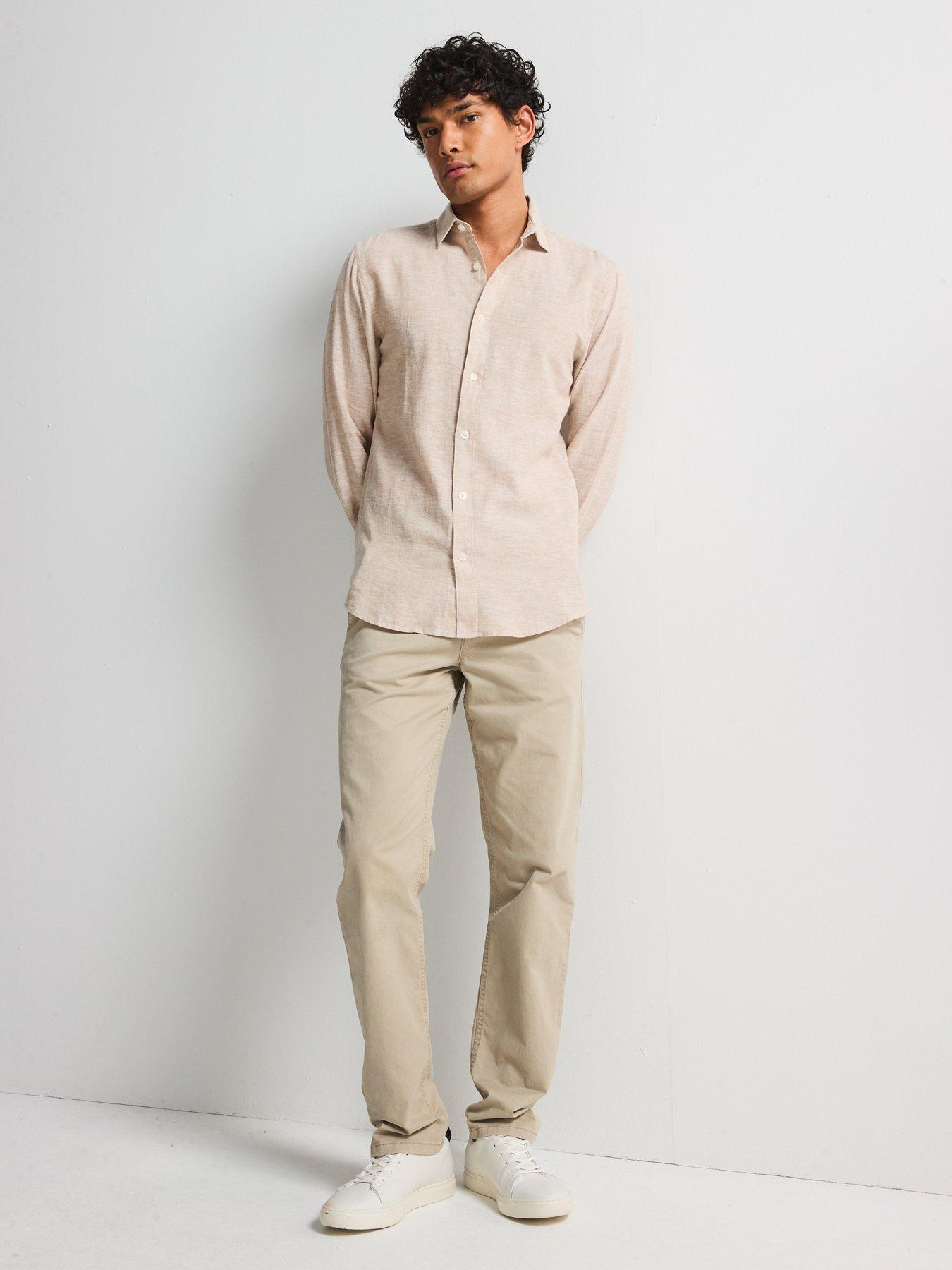 Image 3 of 5 of ONLY & SONS Only &amp; Sons Caiden Slim Fit Long Sleeve Linen Shirt