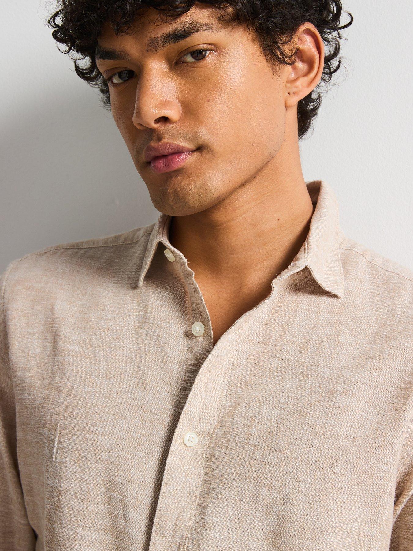 Image 4 of 5 of ONLY & SONS Only &amp; Sons Caiden Slim Fit Long Sleeve Linen Shirt