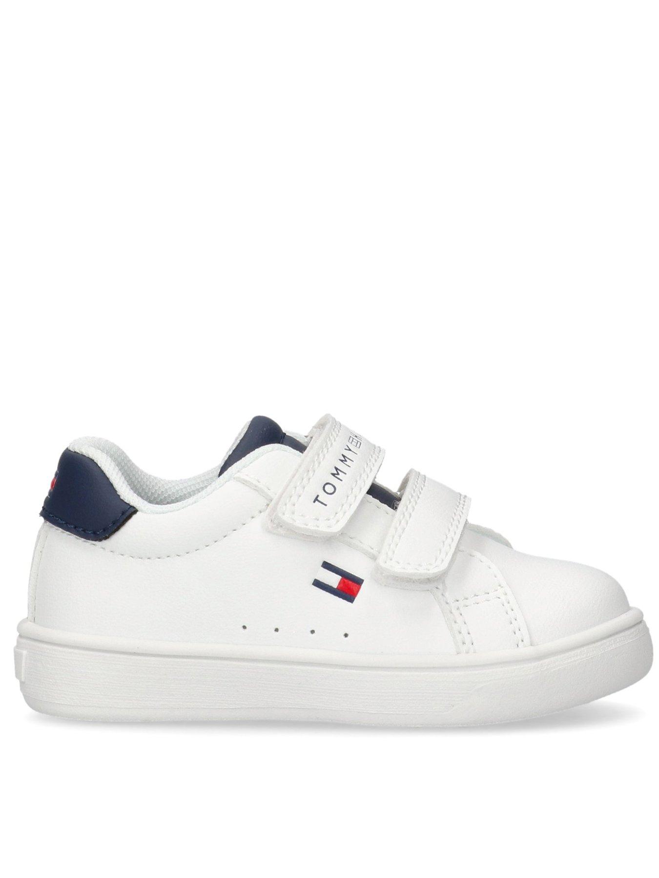 undefined Kids Logan Flag Low Cut Lace-Up/Velcro Trainers - White