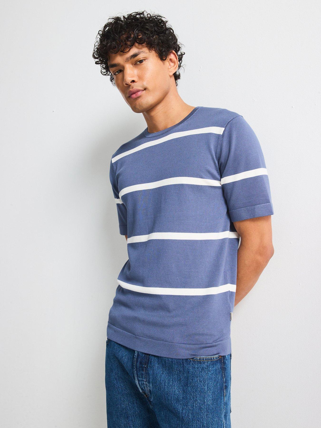 undefined Wyler Life Short Sleeve Striped Knitted T-Shirt - Indigo