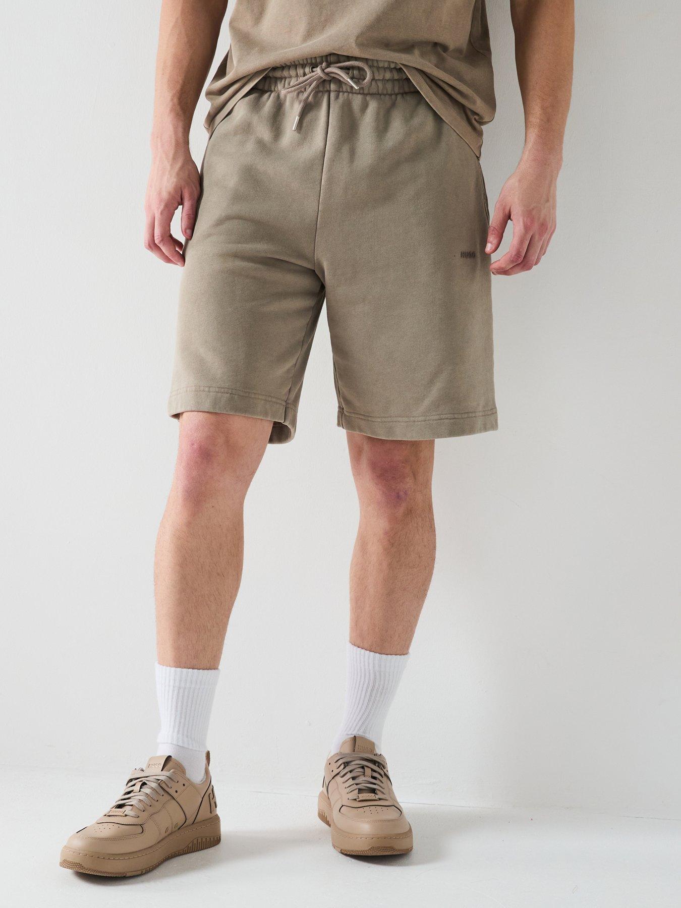 undefined Dupaly Relaxed Washed Small Logo Jersey Shorts-Brown - Medium Brown