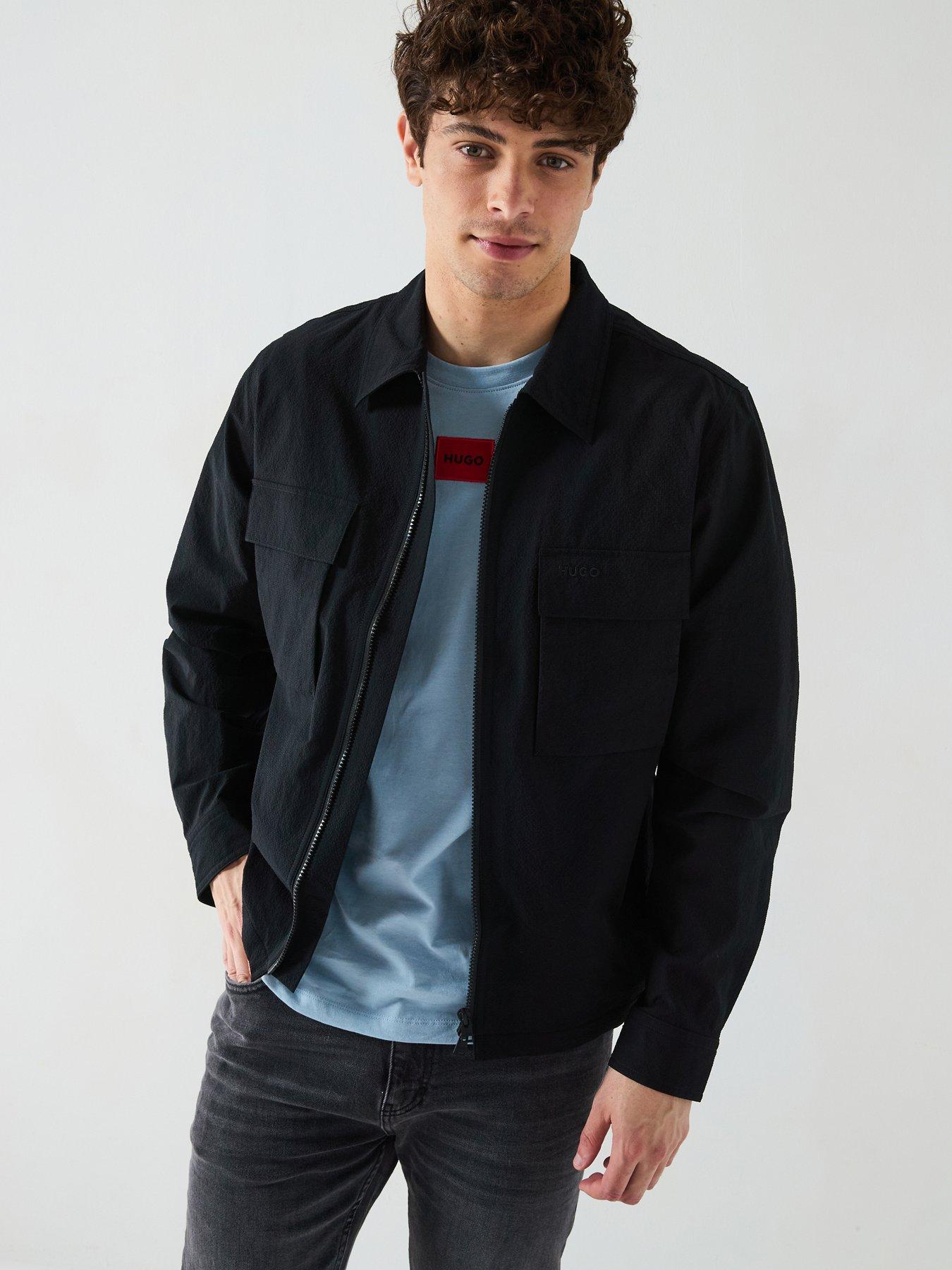 undefined Eselio Relaxed Seersucker Overshirt Jacket - Black