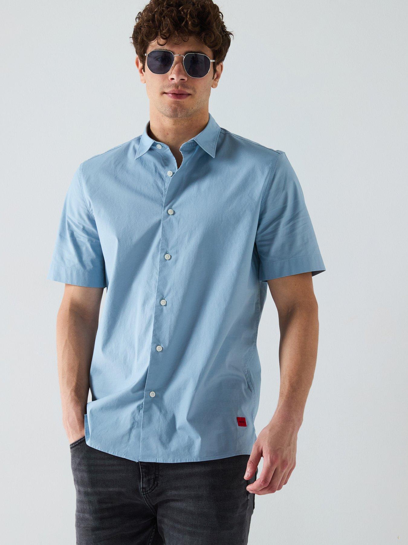 undefined Hugo Ebor Relaxed Fit Short Sleeve Shirt-blue