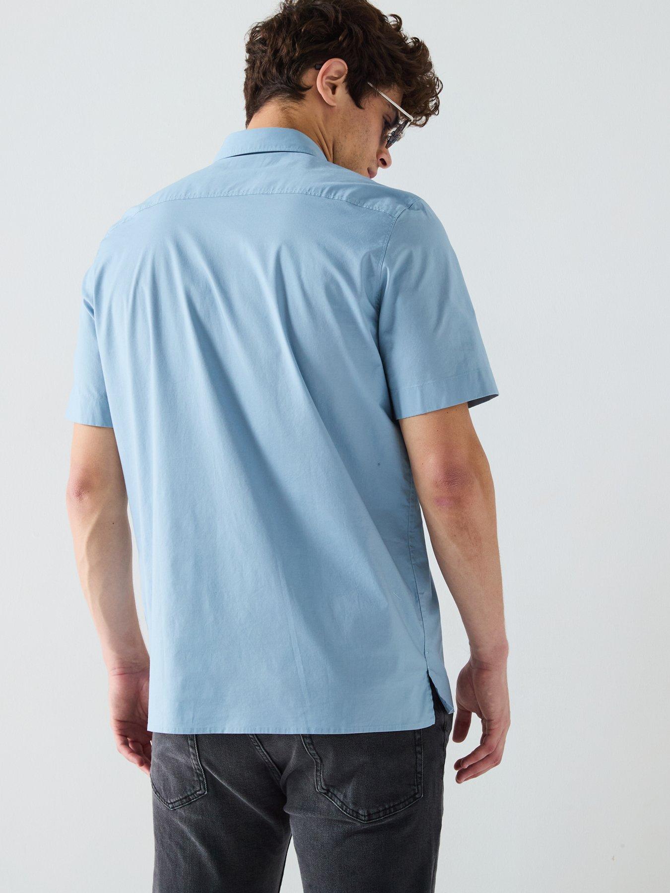Image 2 of 6 of HUGO Ebor Relaxed Fit Short Sleeve Shirt - Blue