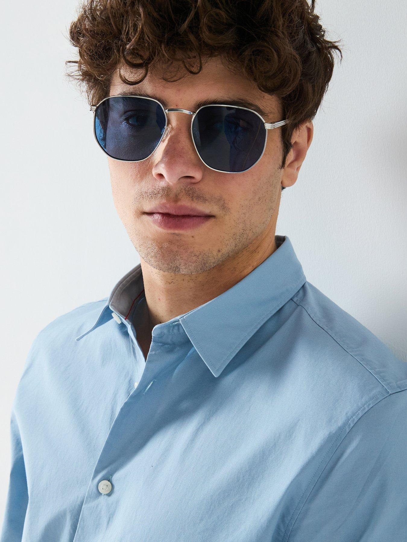 Image 5 of 6 of HUGO Ebor Relaxed Fit Short Sleeve Shirt - Blue
