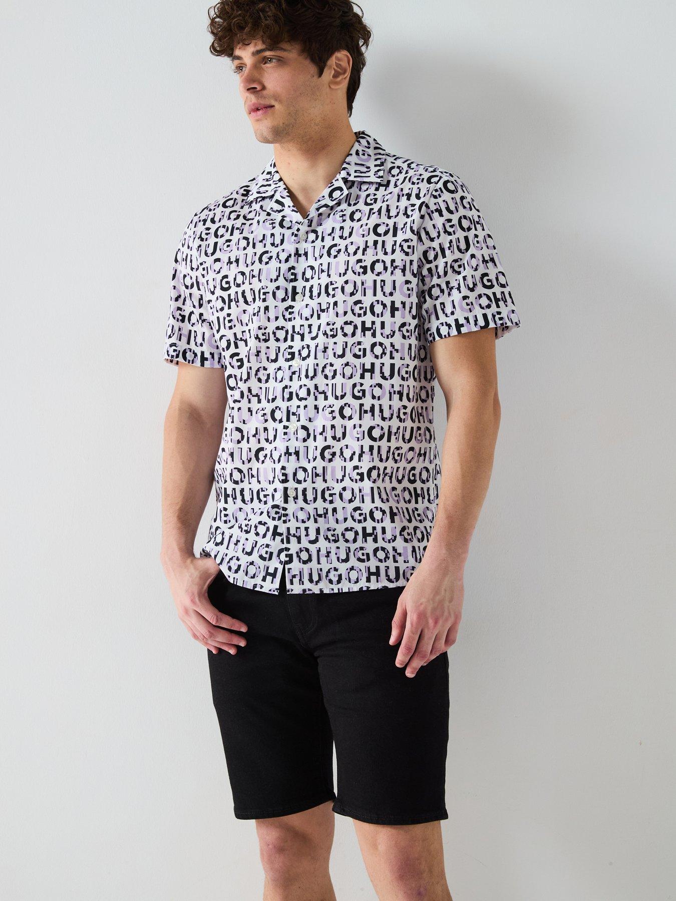 undefined Ellino Relaxed All Over Logo Short Sleeve Shirt - Open Purple