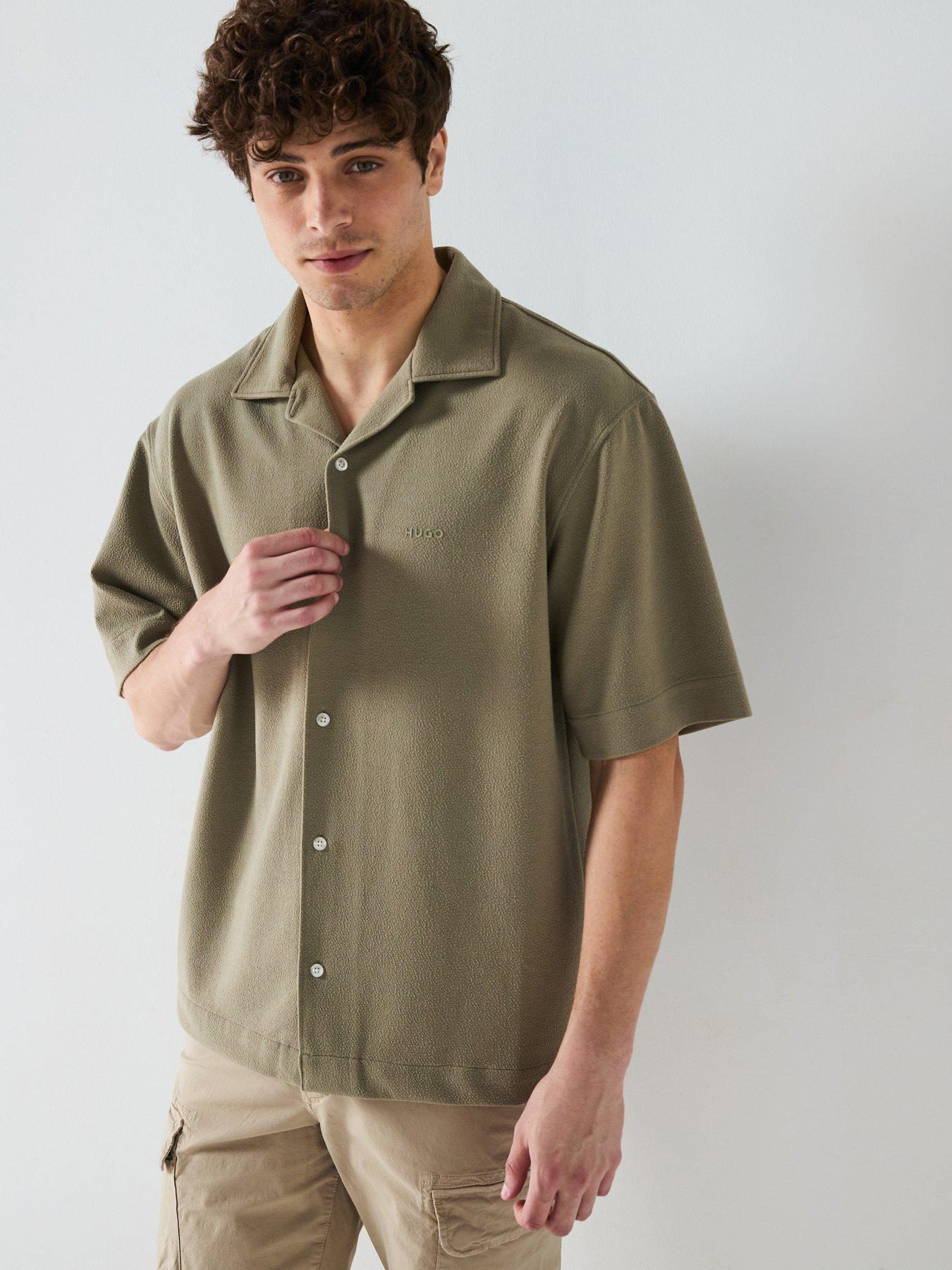 undefined Espino Relaxed Linen Blend Short Sleeve Shirt - Green