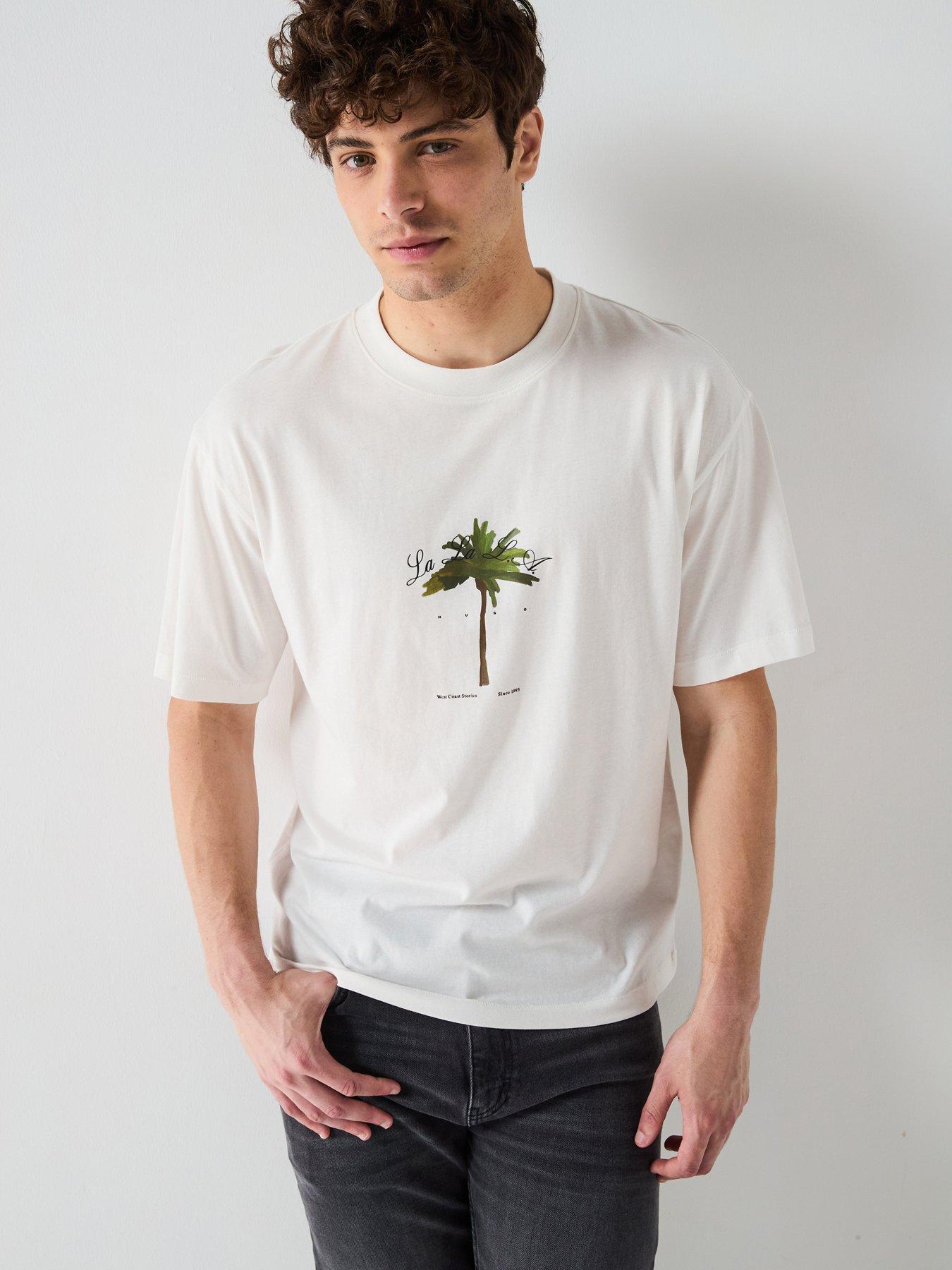 HUGO Duwom Relaxed Palm Tree T-Shirt - Natural | Very