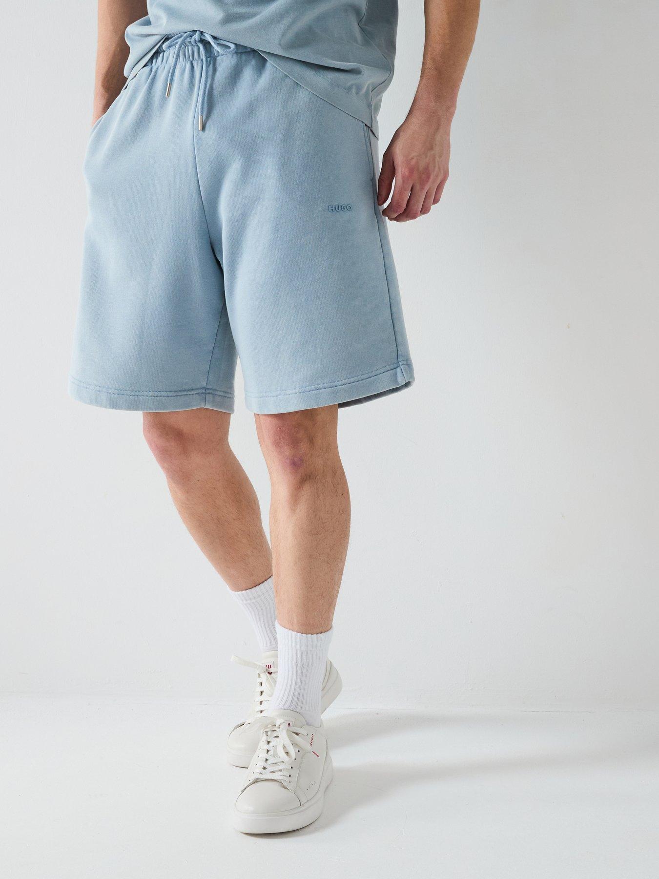 undefined Dupaly Relaxed Washed Small Logo Jersey Shorts - Open Blue