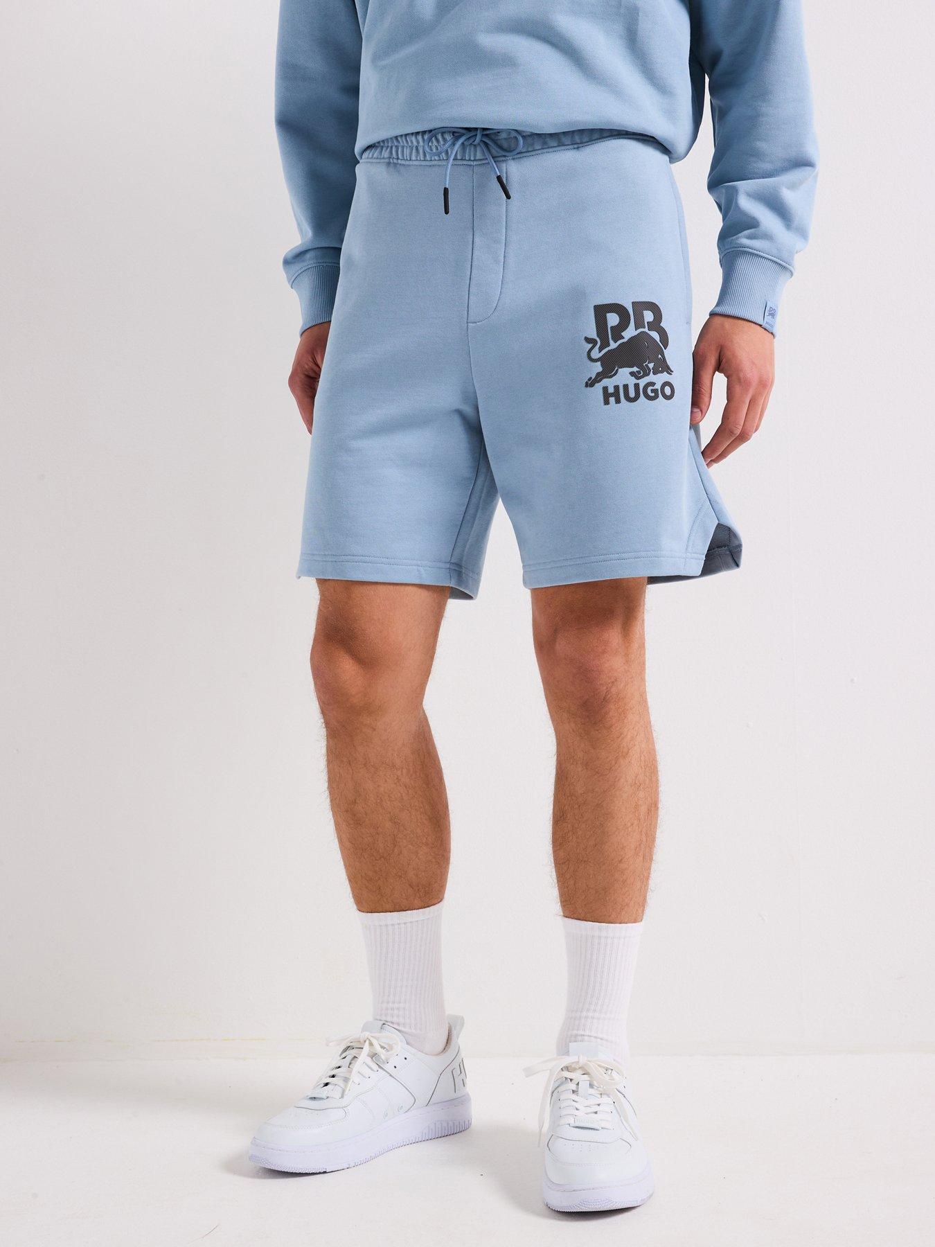 Image 1 of 5 of HUGO Racing Bull Deswick Reflective Logo Sweat Shorts - Blue