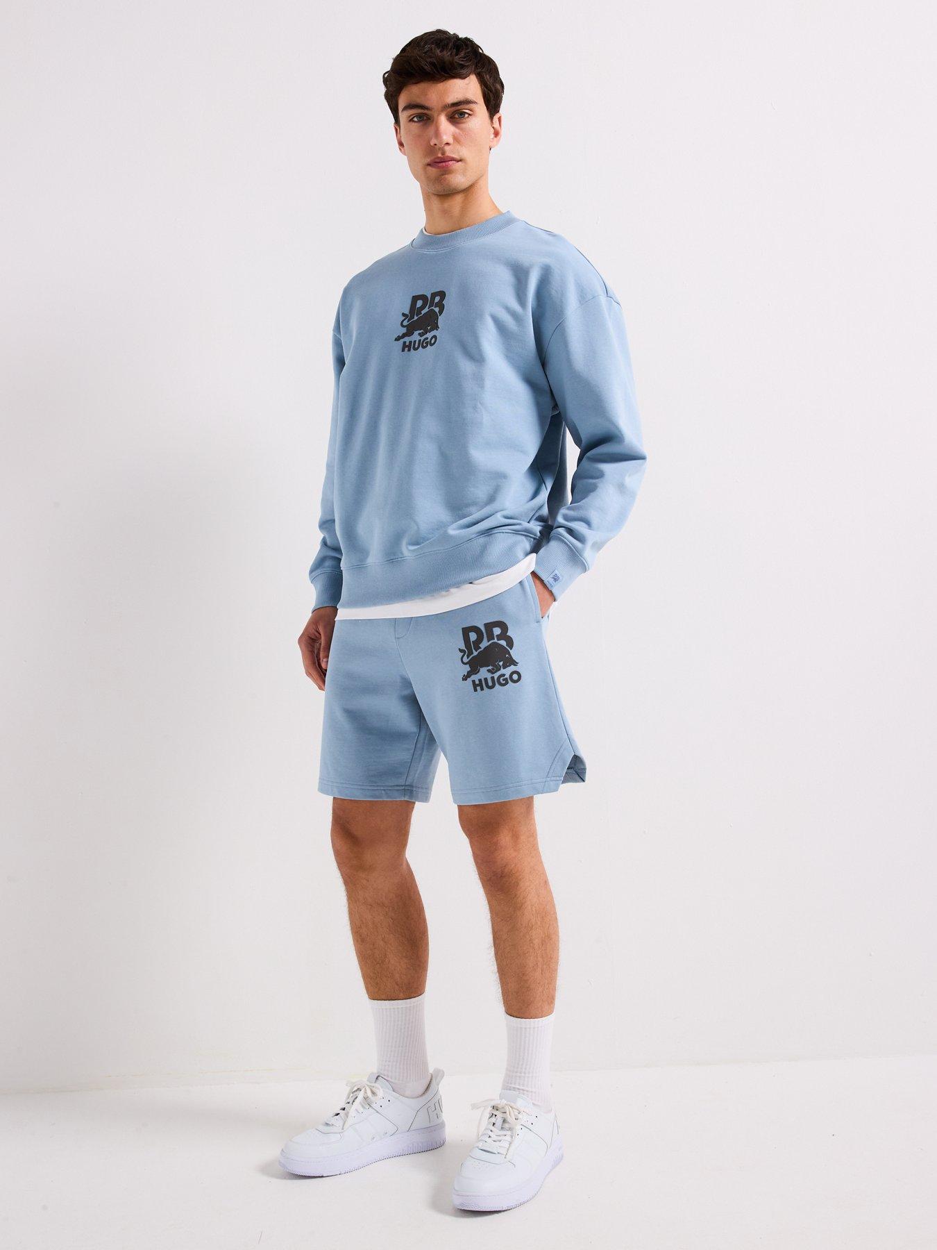 Image 3 of 5 of HUGO Racing Bull Deswick Reflective Logo Sweat Shorts - Blue